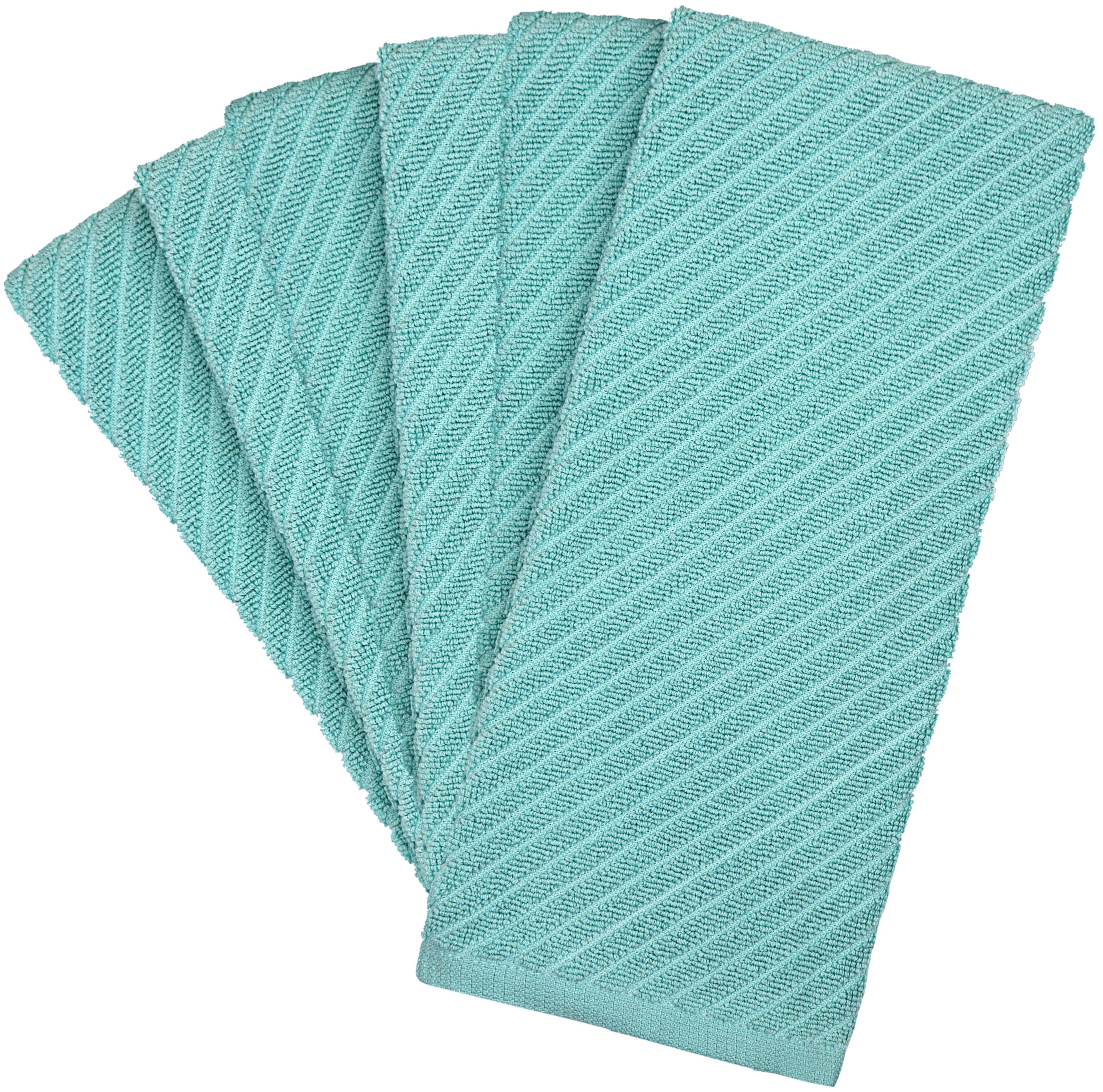 Premium Kitchen Towels (16   X 25   , 6 Pack) | Large Cotton Kitchen Hand Towels | Dish Towels | Diagonal Weave Design | 445 Gsm
