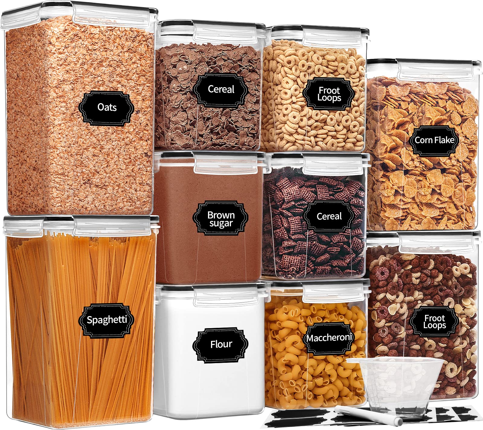 Skroam Large Airtight Food Storage Containers With Lids, 10 Pack Cereal Containers Storage Set - Bpa Free Pantry Organizers And