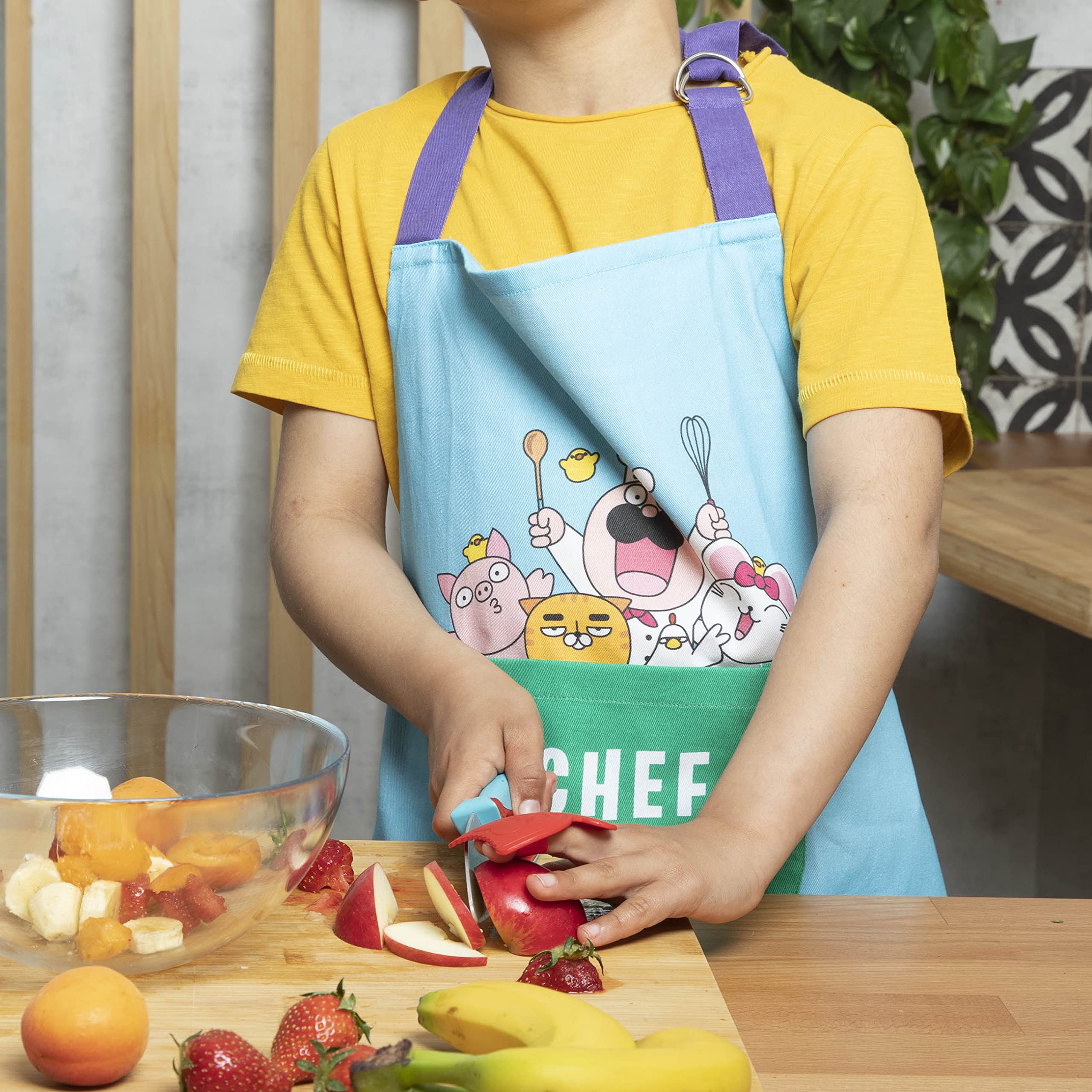 Chefclub Kids Apron - Cooking Baking Apron - One Size - Adjustable - 100% Cotton - Blue