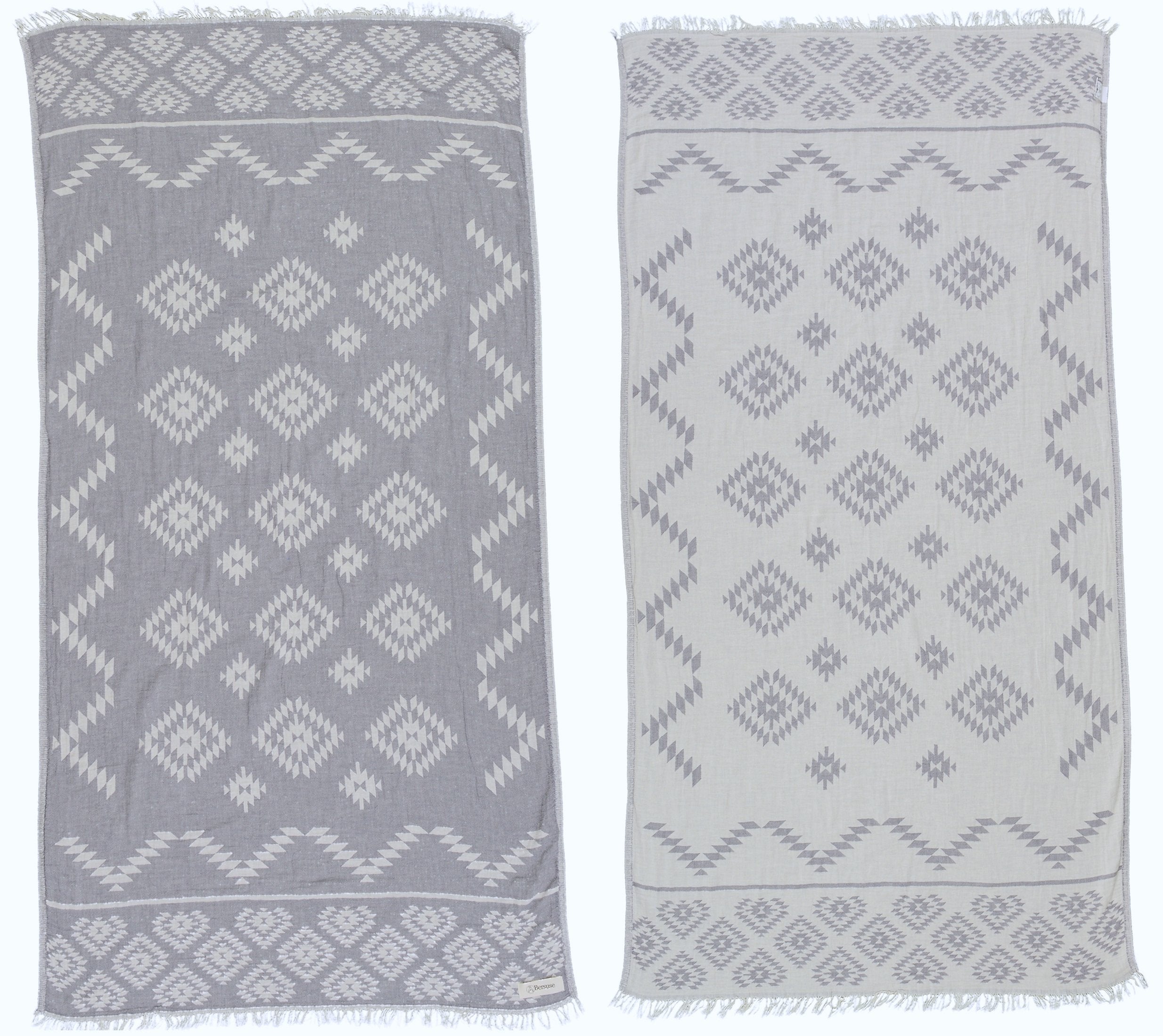 Bersuse 100% Cotton Teotihuacan Turkish Towel Beach Towel Bath Towel Dual Layer Peshtemal Beach Blanket Beach Essentials - 37X70