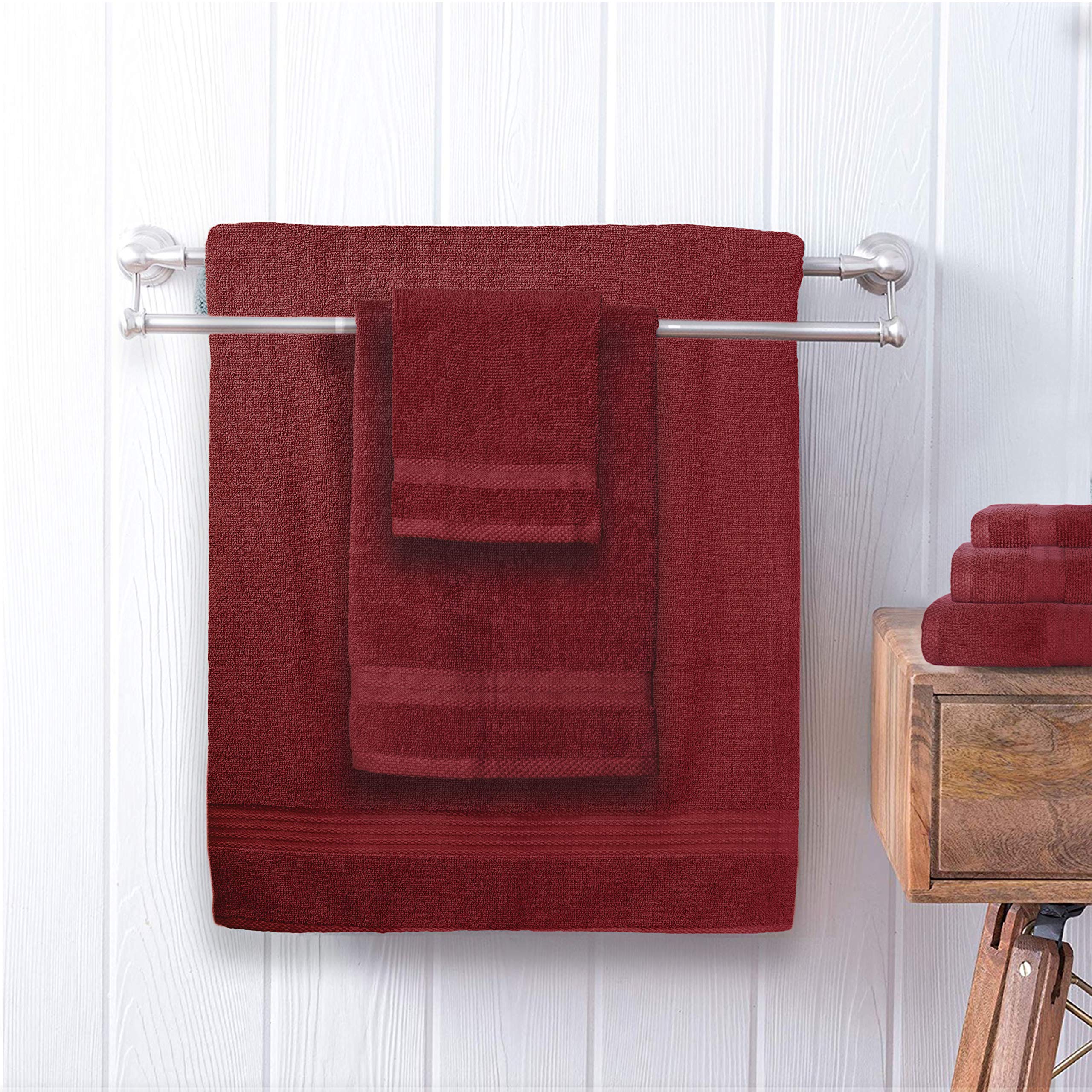 Glamburg Ultra Soft 8-Piece Towel Set - 100% Pure Ringspun Cotton, Contains 2 Oversized Bath Towels 27X54, 2 Hand Towels 16X28,