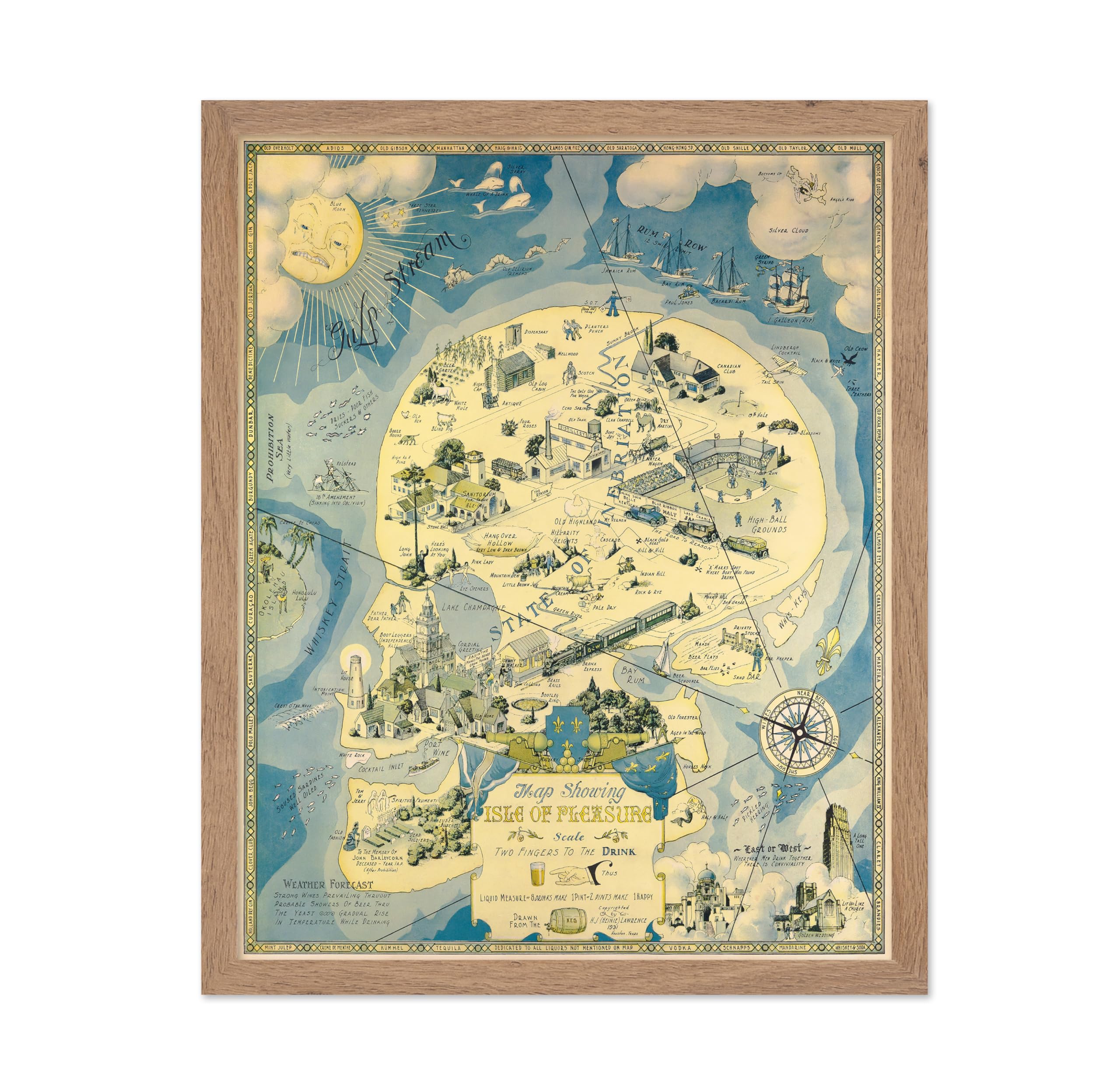 Poster Master Vintage Poster - Retro Isles of Pleasure Print - Fantasy Art - Humorous Gift for Man, Woman, Bartender - Funny Wal