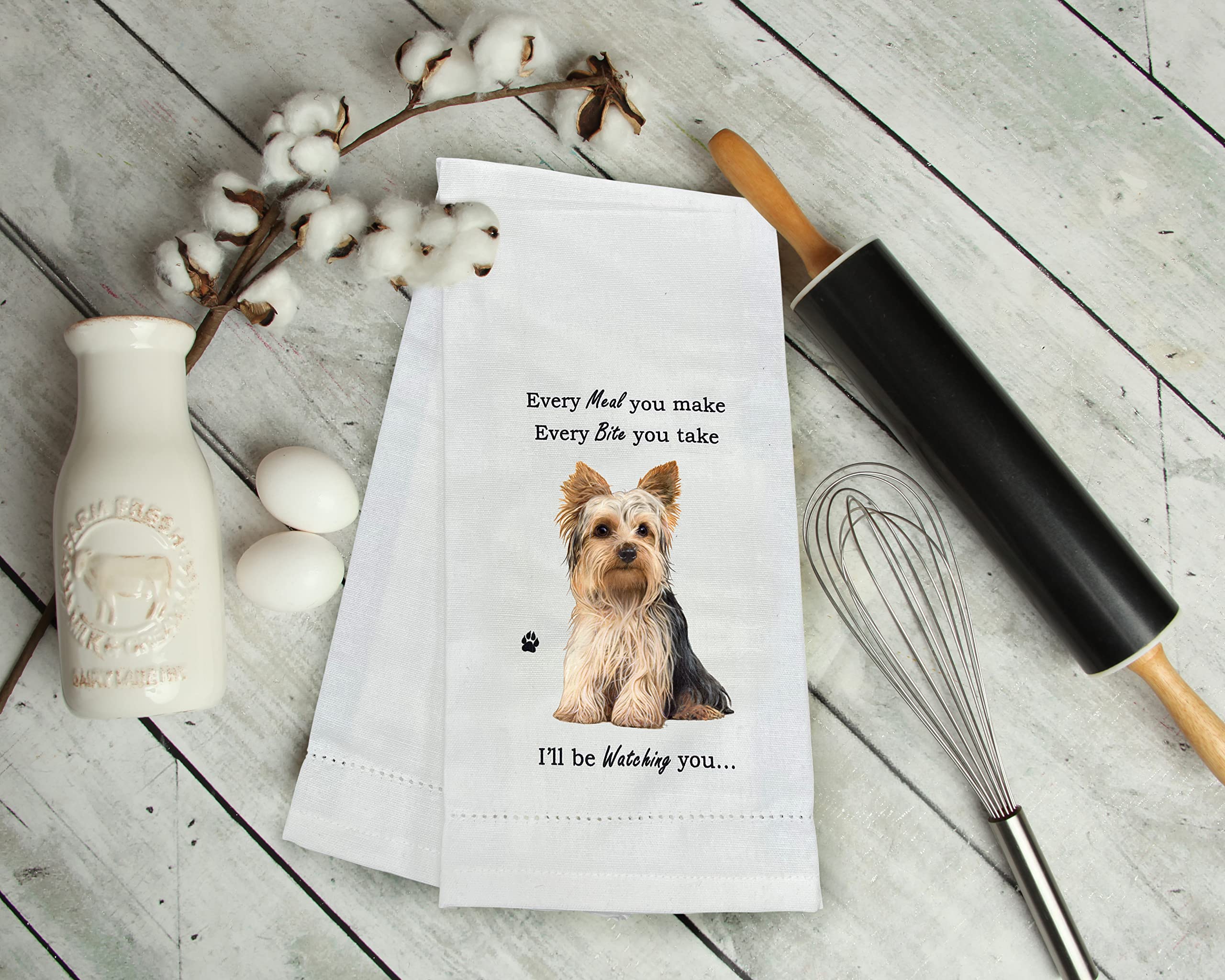 E&S Imports Yorkie Kitchen Towel - Soft Highly Absorbent - Yorkie Gifts - Dish Towels For Washing Dishes - Tea Towels - Reusable