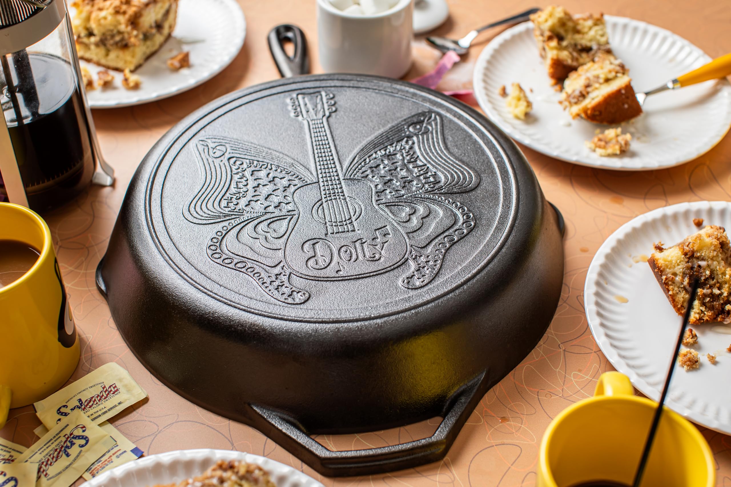 Lodge 12 Inch Dolly Parton Pre-Seasoned Cast Iron Stamped Skillet - Signature Teardrop Handle - Use In The Oven, On The Stove, O