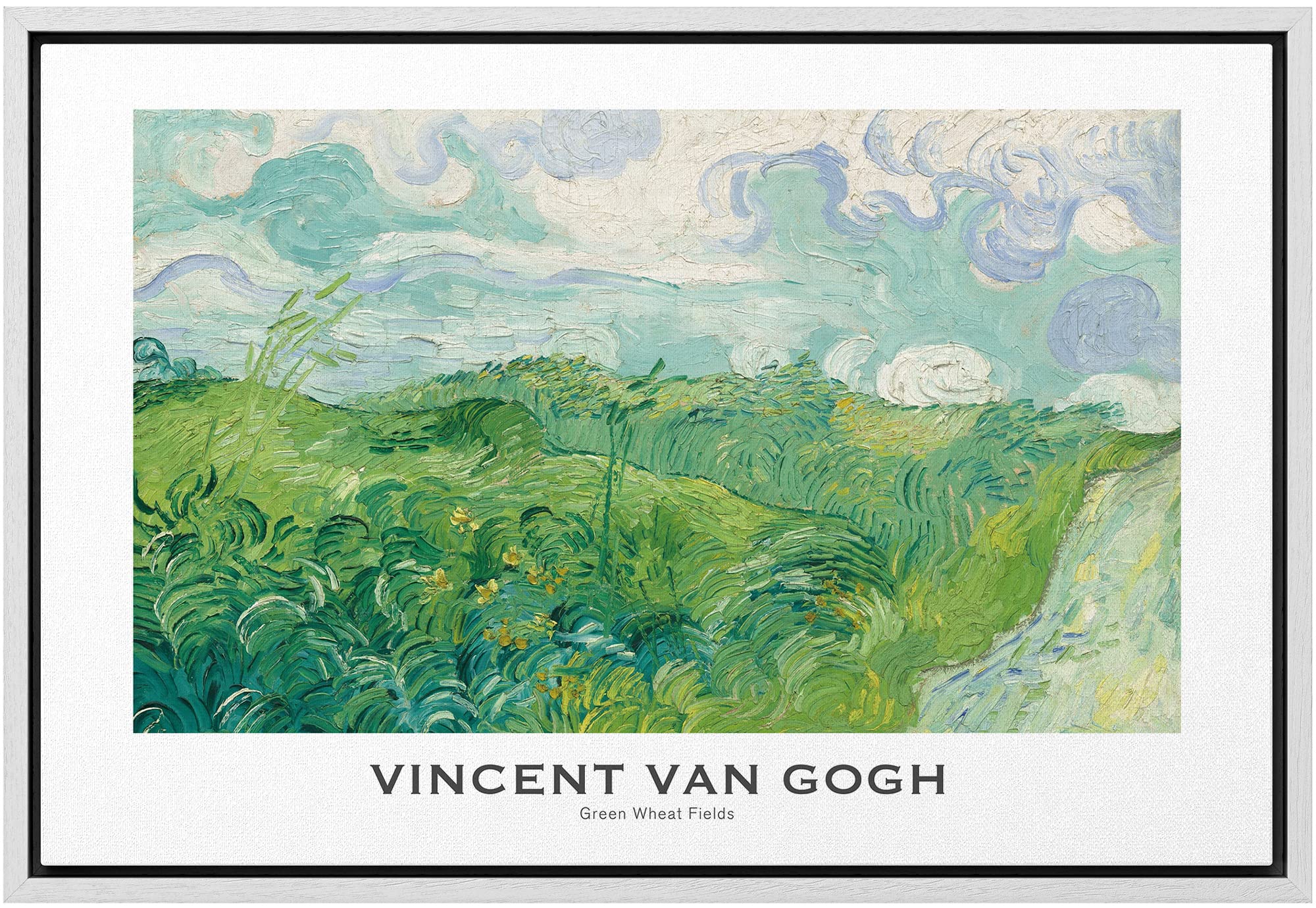 Wall26 Framed Canvas Print Wall Art Green Wheat Fields By Vincent Van Gogh Nature Historic Illustrations Impressionism Fine Art