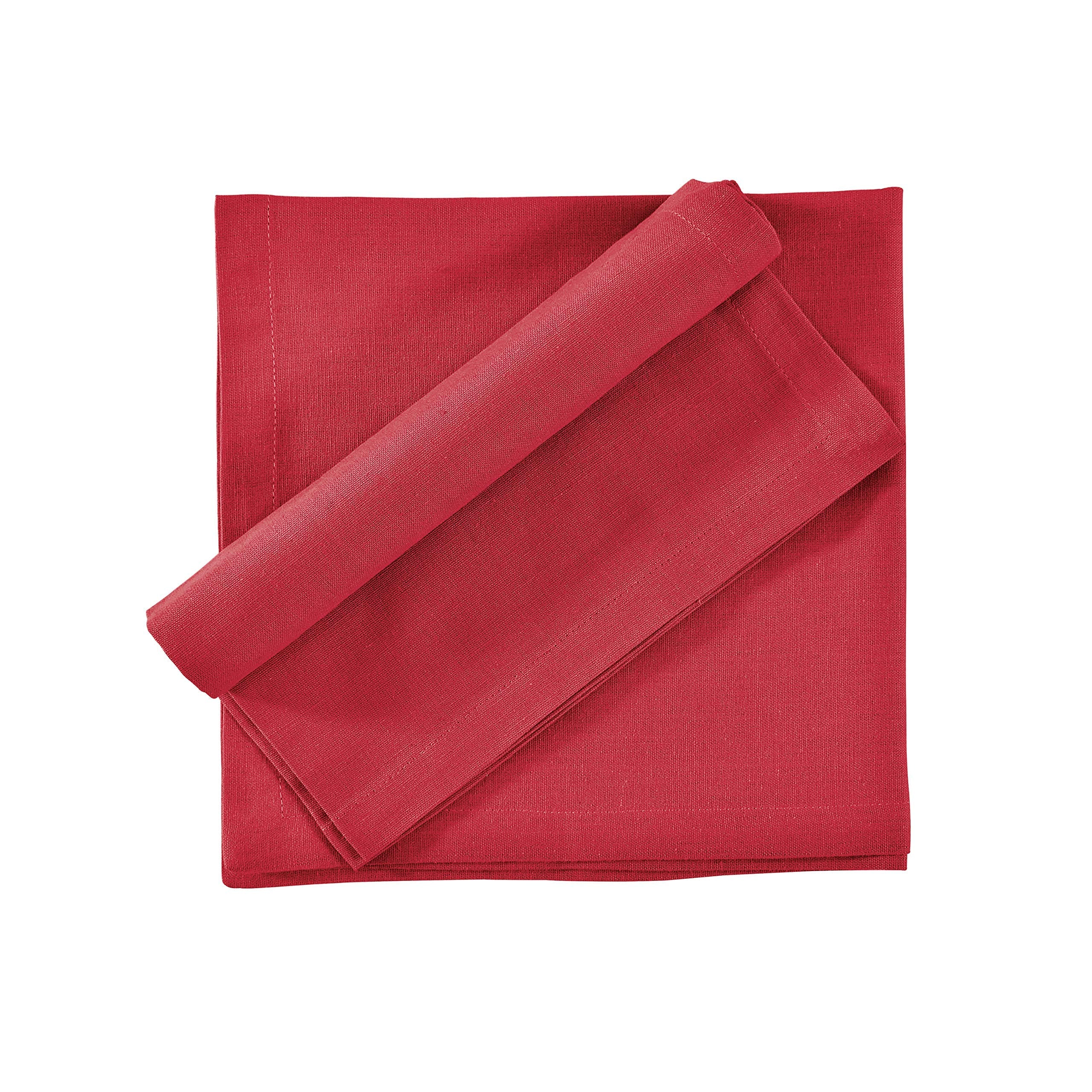 Red Cloth Napkins Dinner In Cotton Linen Blend Fabric Set Of 12 Mitered Corners For Every Day Use Pre Shrunk And Good Absorbency