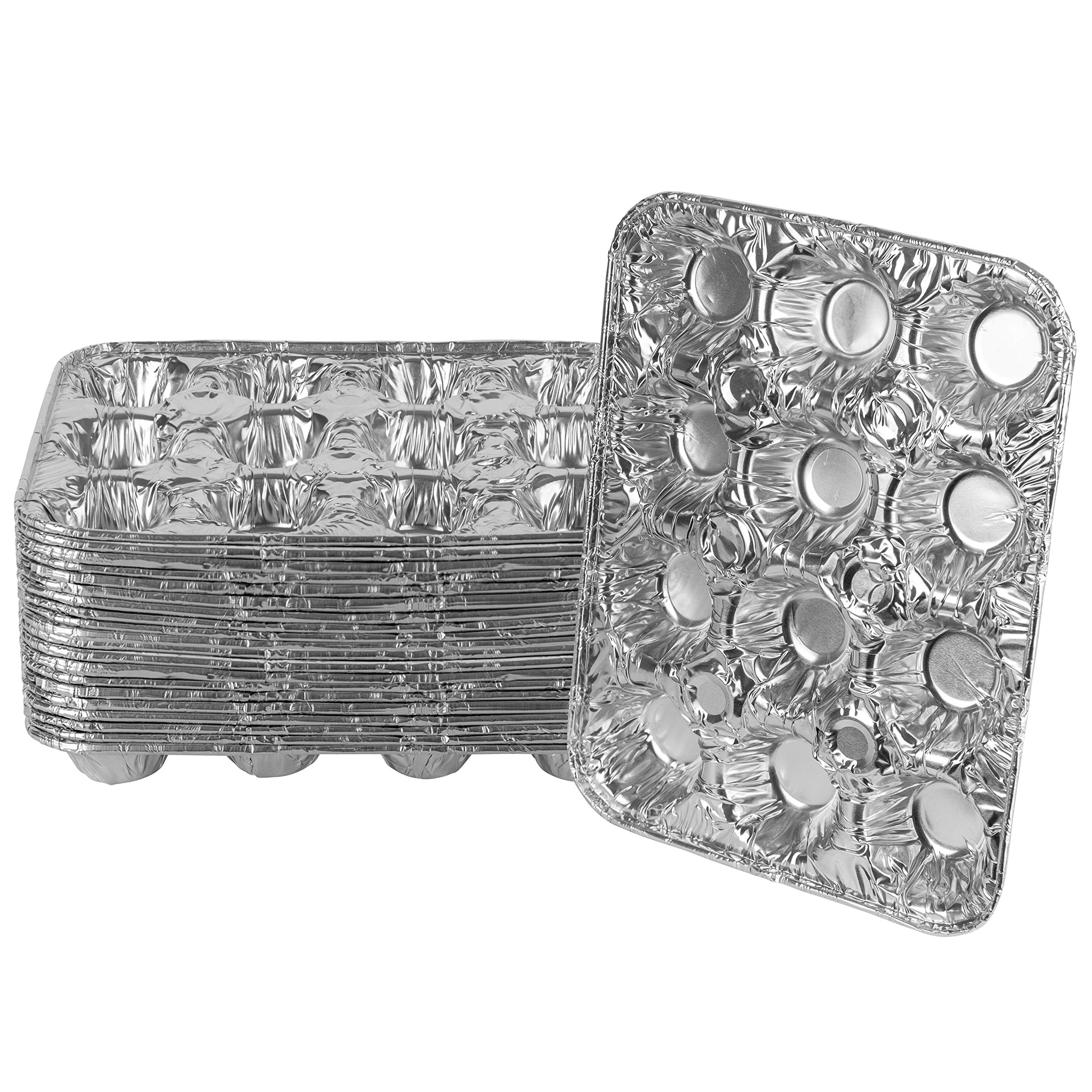 Plasticpro Aluminum Foil Muffin Pans Reusable And Disposable, Holds 12 Mini Cupcakes / Muffin Foil Pan Pack Of 20