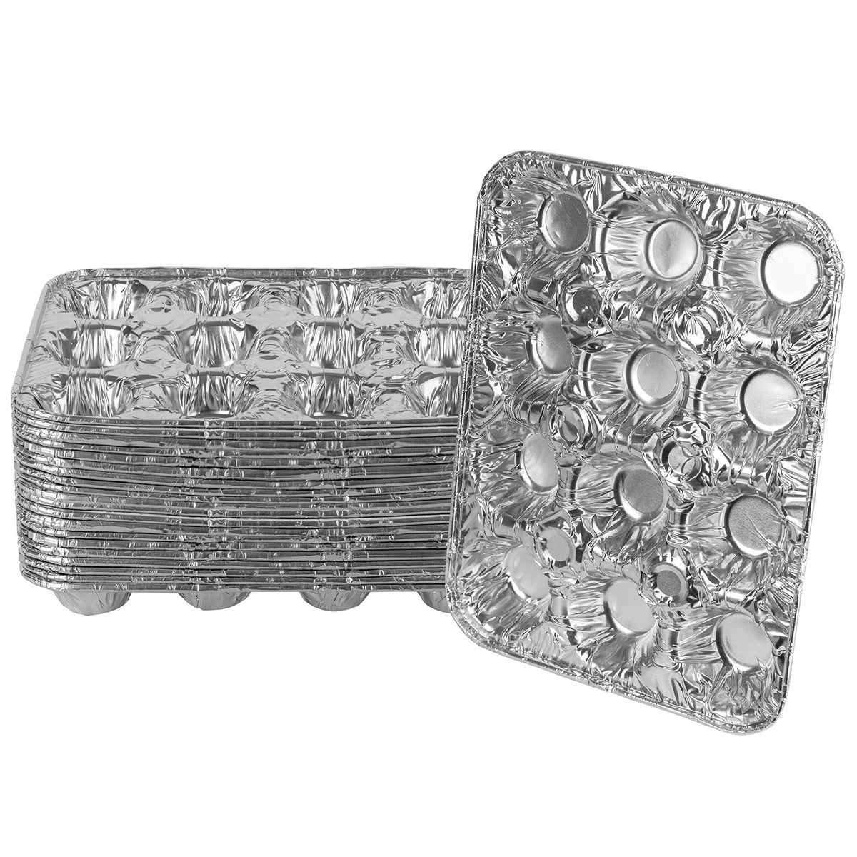 Plasticpro Aluminum Foil Muffin Pans Reusable And Disposable, Holds 12 Mini Cupcakes / Muffin Foil Pan Pack Of 20
