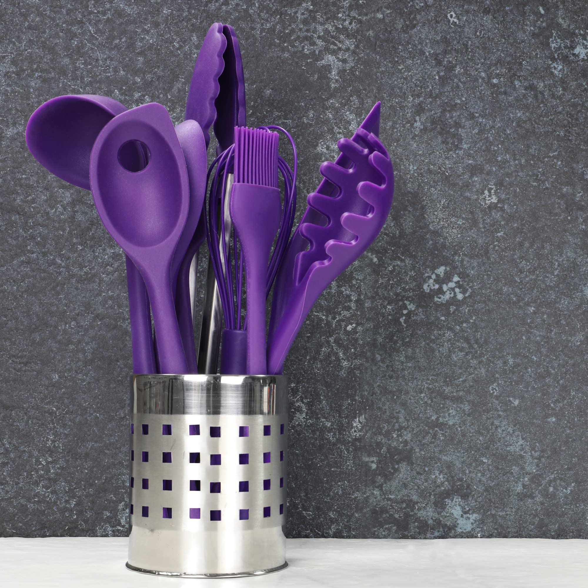 Chef Craft Premium Silicone Spoon Spatula, 11.5'', Purple