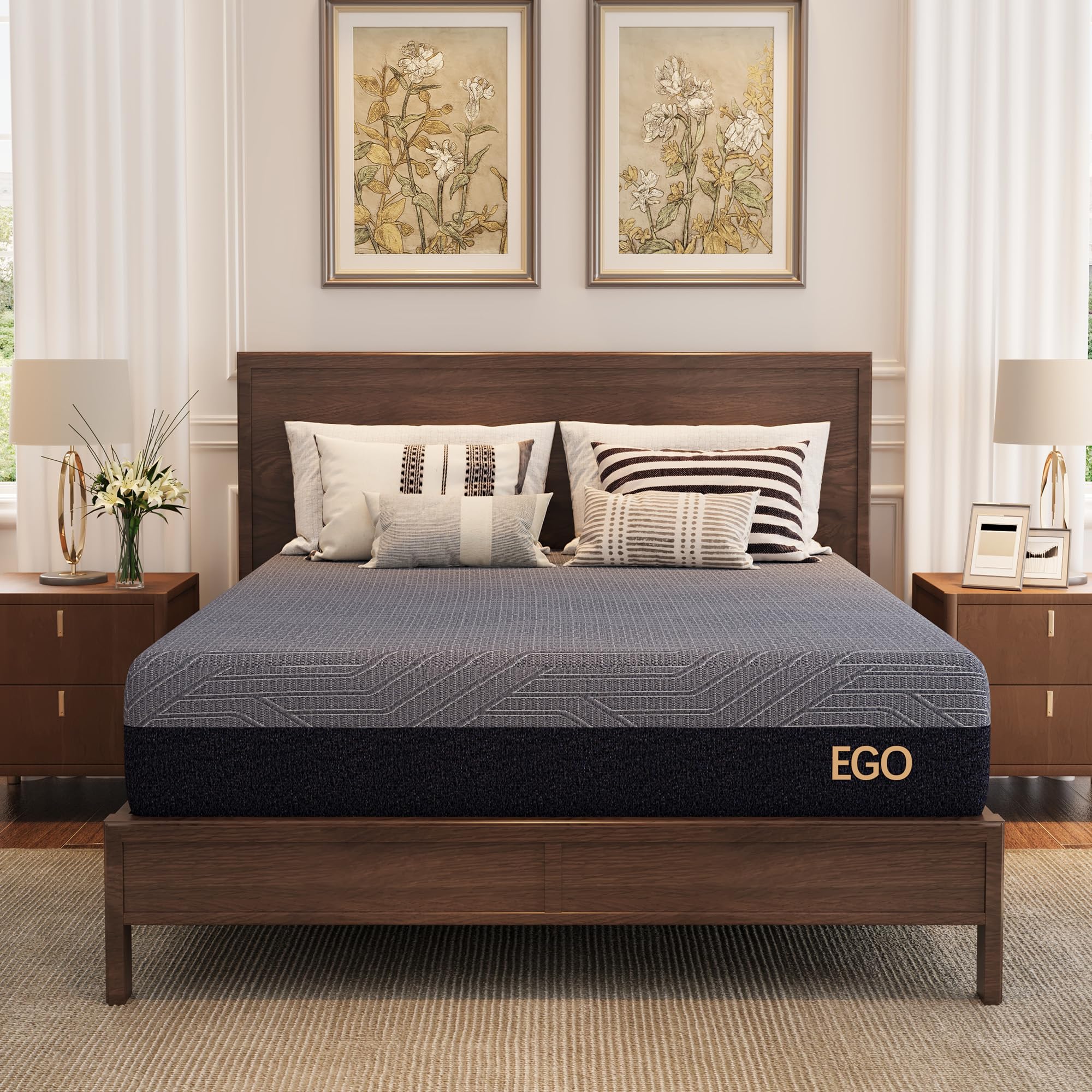 Egohome 10 Inch Twin Xl Mattress, Copper Gel Cooling Memory Foam Mattress For Back Pain Relief,Therapeutic Single Mattress Bed I