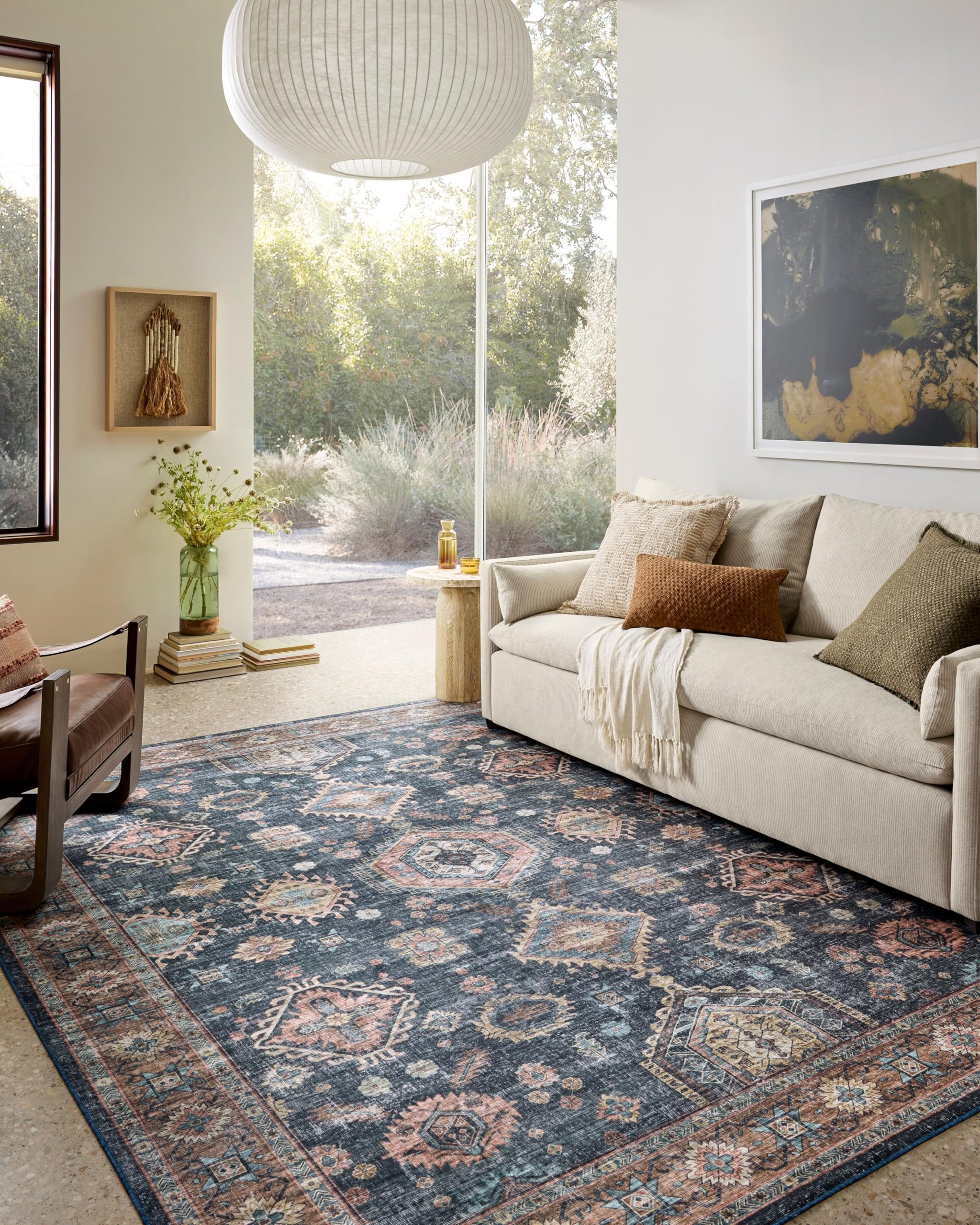 Loloi Anniston Collection ANS-03 Denim/Sunset 2-0 x 5-0 Machine Wash Area Rug