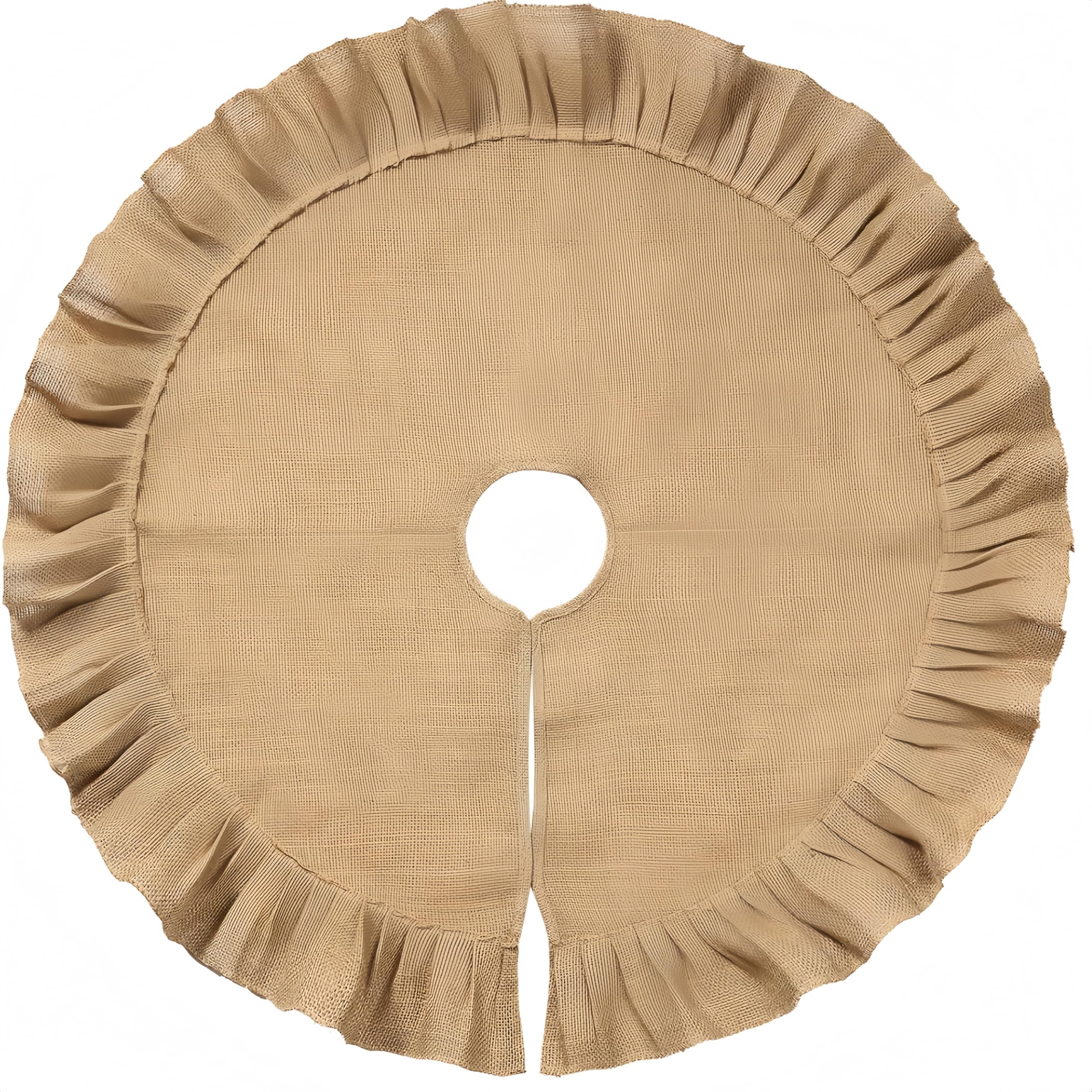 Tatuo 55 Inch Christmas Tree Skirt Decorations Linen Burlap Tree Skirt Round Xmas Cover for Christmas Party Mat Fall Indoor Clea