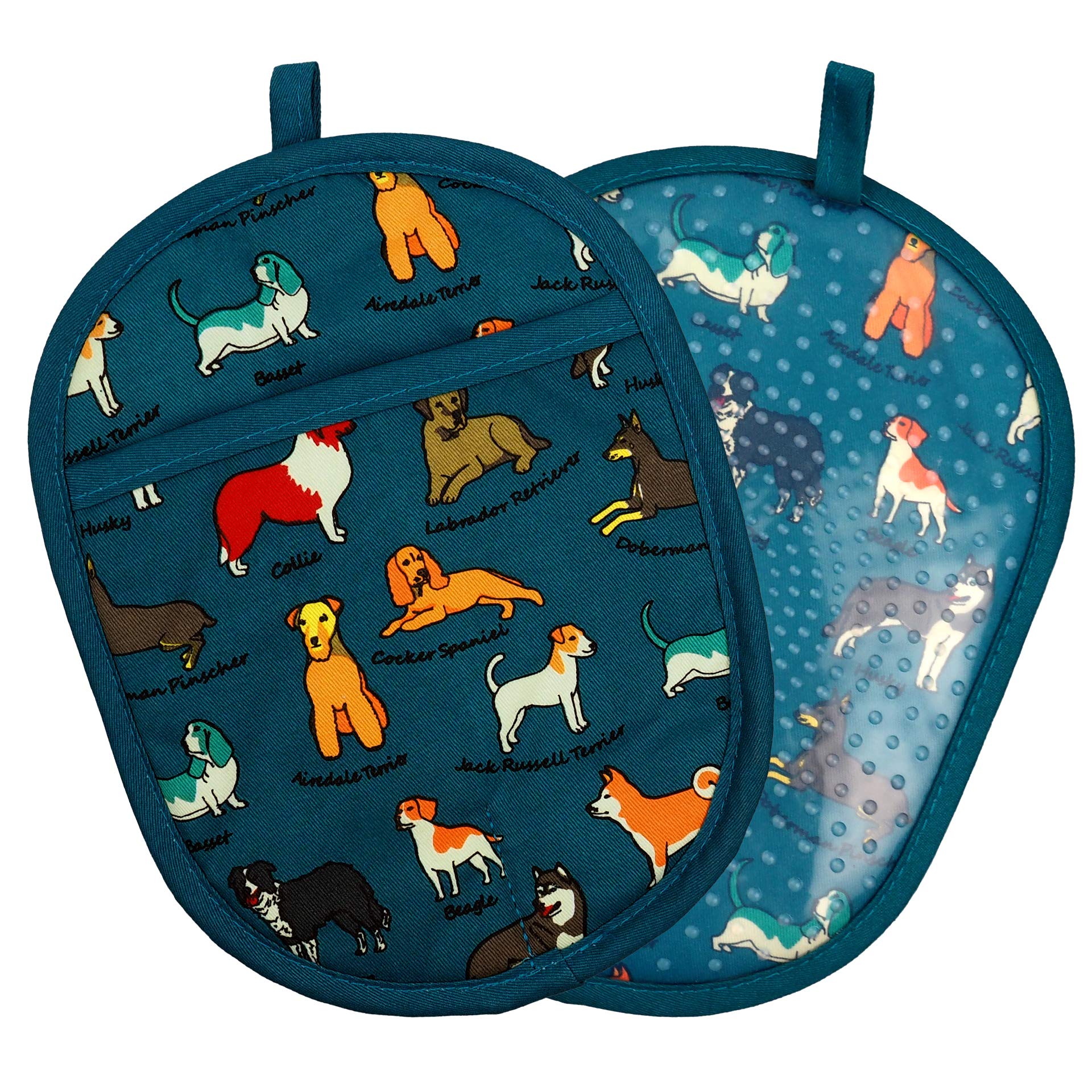 Pot Holders Set Of 2 With Transparent Clear Silicone Shell And Nice Dog Flower Cotton Lining, Heat Resistant To 500 F Kitchen Ov