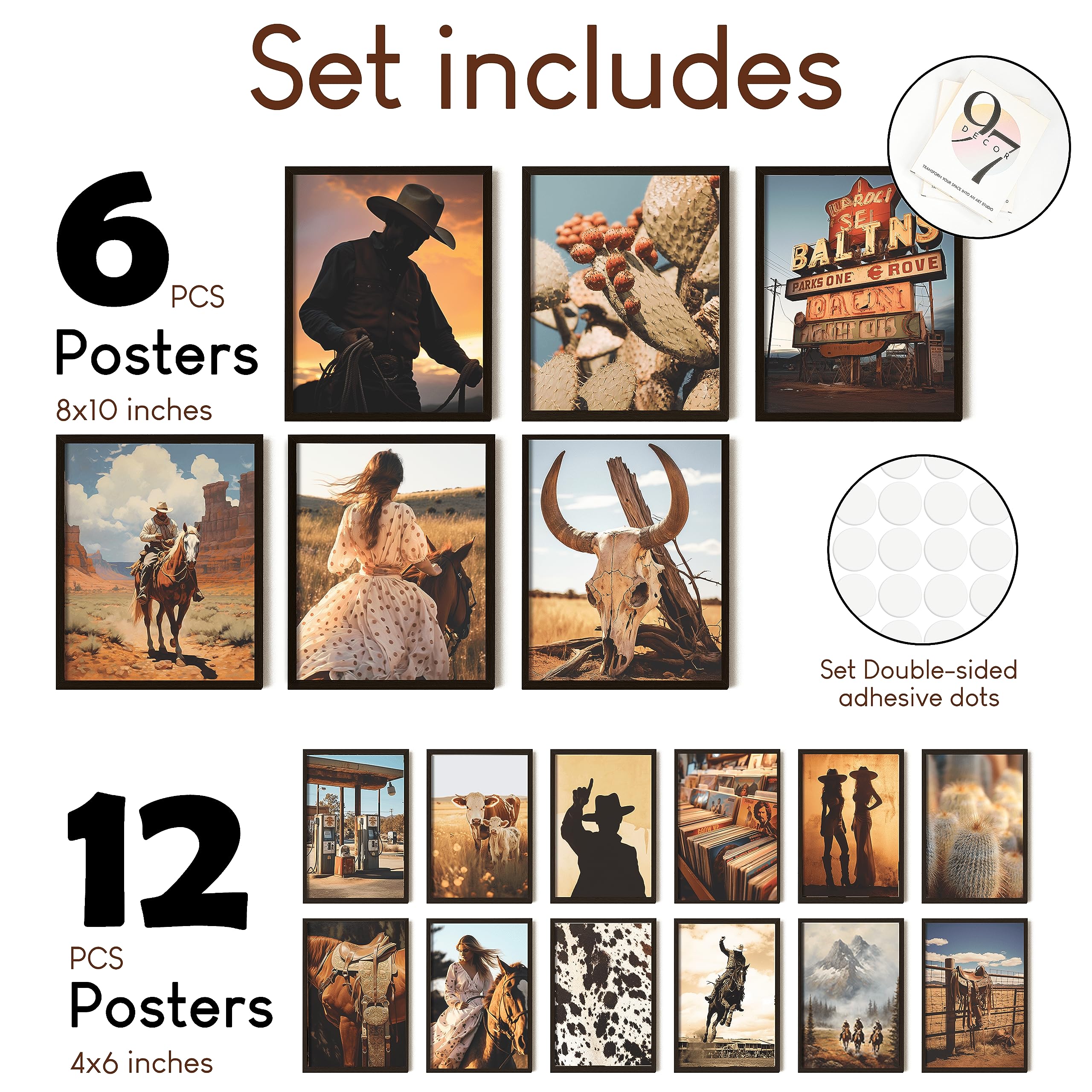 97 Decor Western Room Decor for Bedroom - Western Wall Decor  Western Wall Art Prints  Western Pictures Wall Decor  Antique Cowboy Decor for Home  Vintage Cowgirl Poster for Living Room (UNFRAMED)
