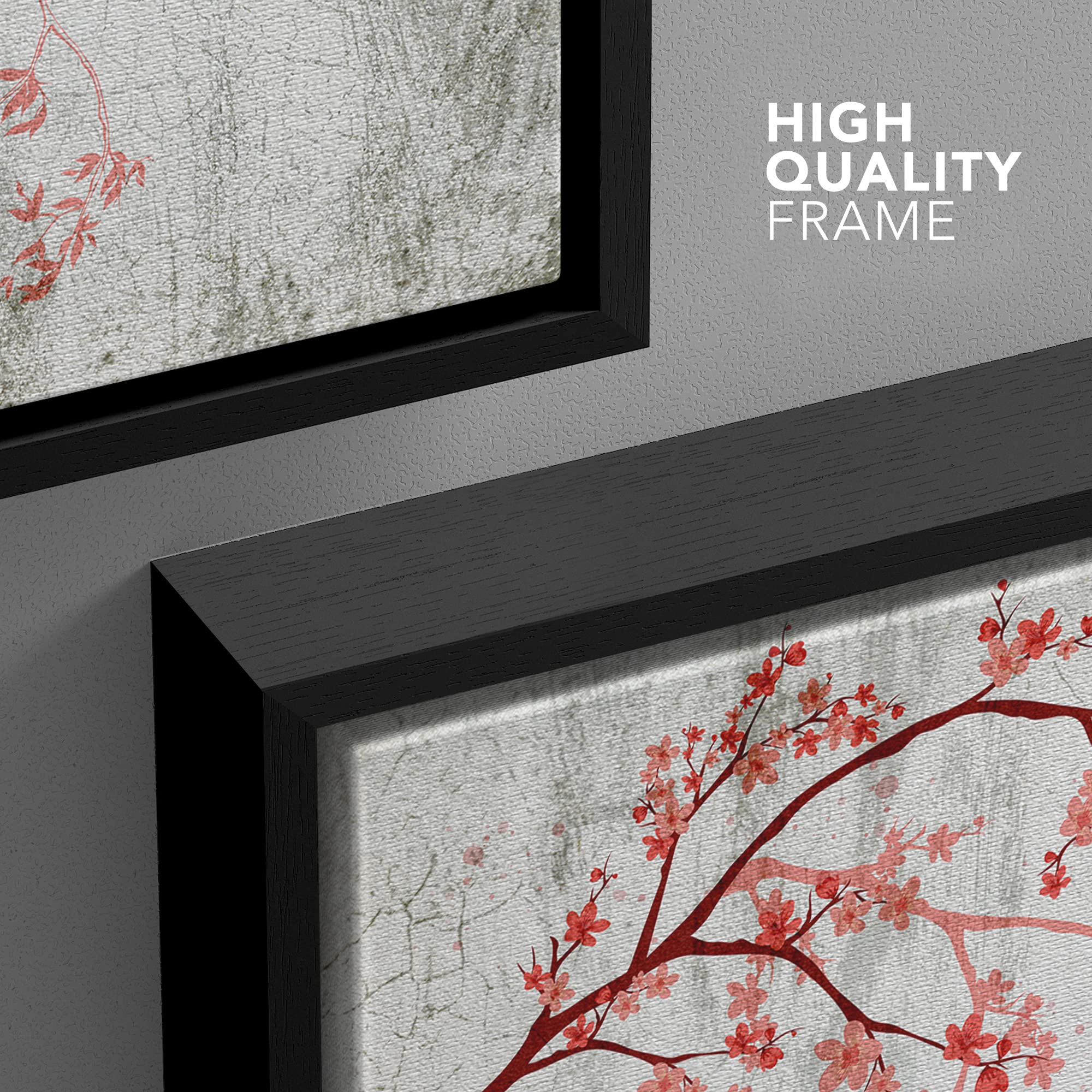 Wall26 Framed Canvas Print Wall Art Retro Style Cherry Blossom Tree Bird Nature Wilderness Illustrations Modern Art Decorative R