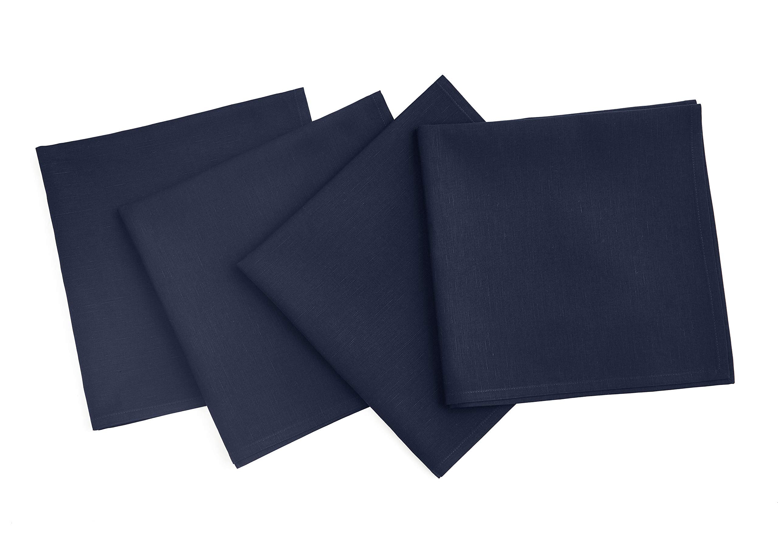Solino Home Dinner Napkins 20 X 20 Inch - Dru Cotton Linen Navy Cloth Napkins Set Of 4 For Spring, Easter - Handcrafted And Mach