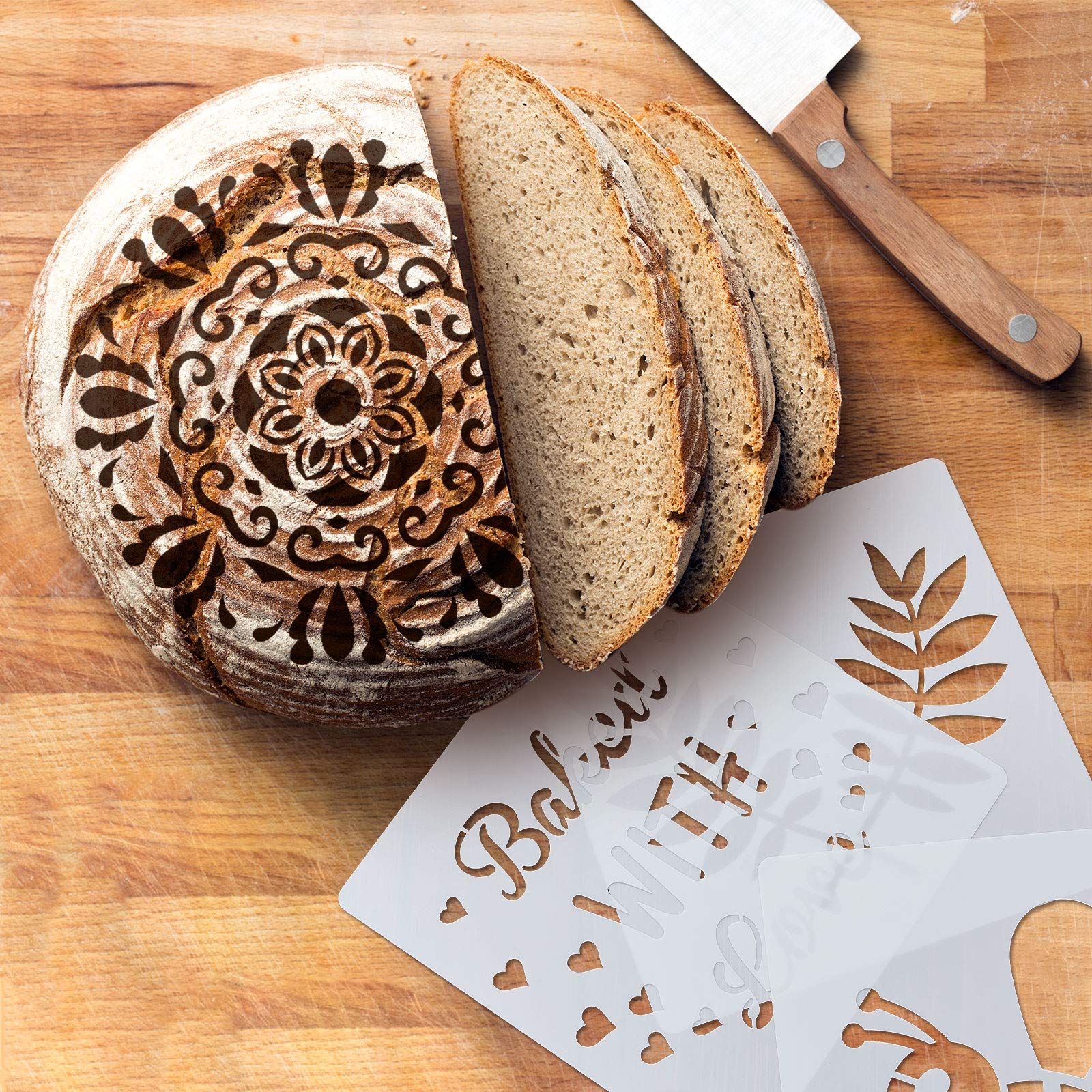 Patelai 12 Pcs Stencil For Bread Artisan Bread Stencils Baking Stencil Set Cook Stencil Baking Template Bread, Cake, Pie, Or Coo
