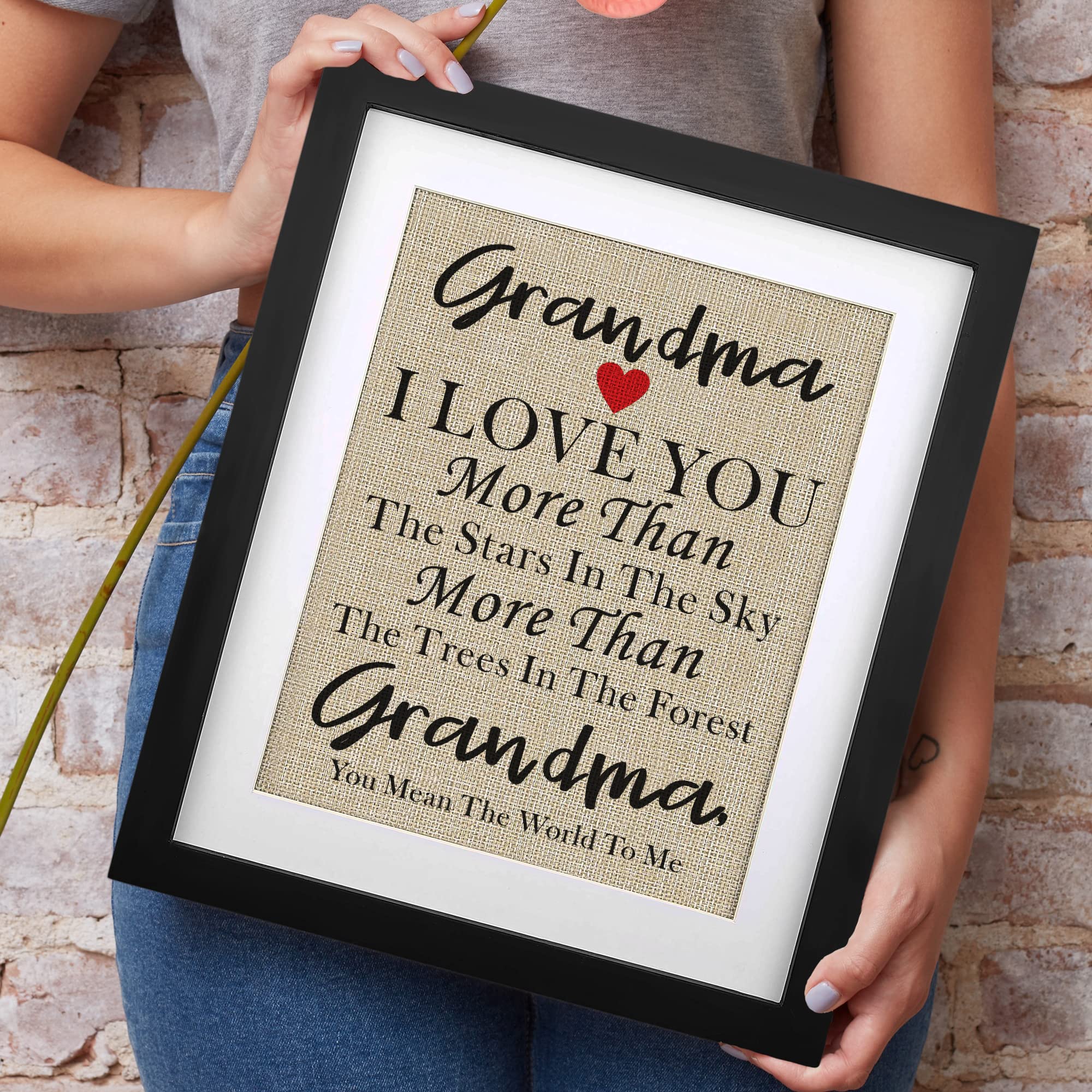 Gifts For Grandma From Grandkids, Grandma Mothers Day Birthday Christmas Gifts Ideas - Framed Burlap Print 11'' W X 13'' H (Fram