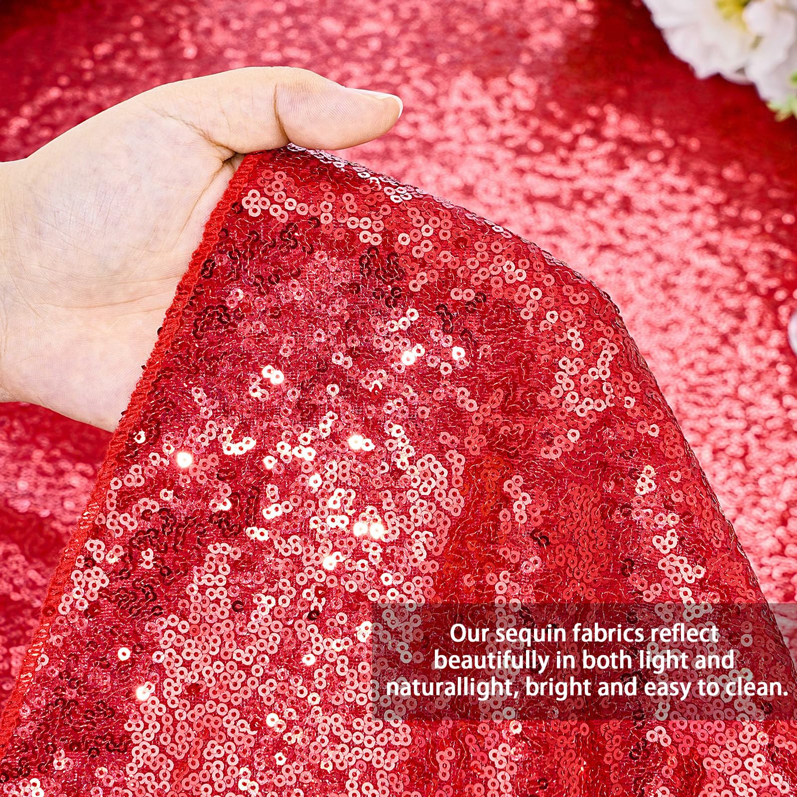 Queendream Sequin Tablecloth 60X102 Inch Red Tablecloth Glitter Table Cloth For Birthday Party Events Christmas Decorations