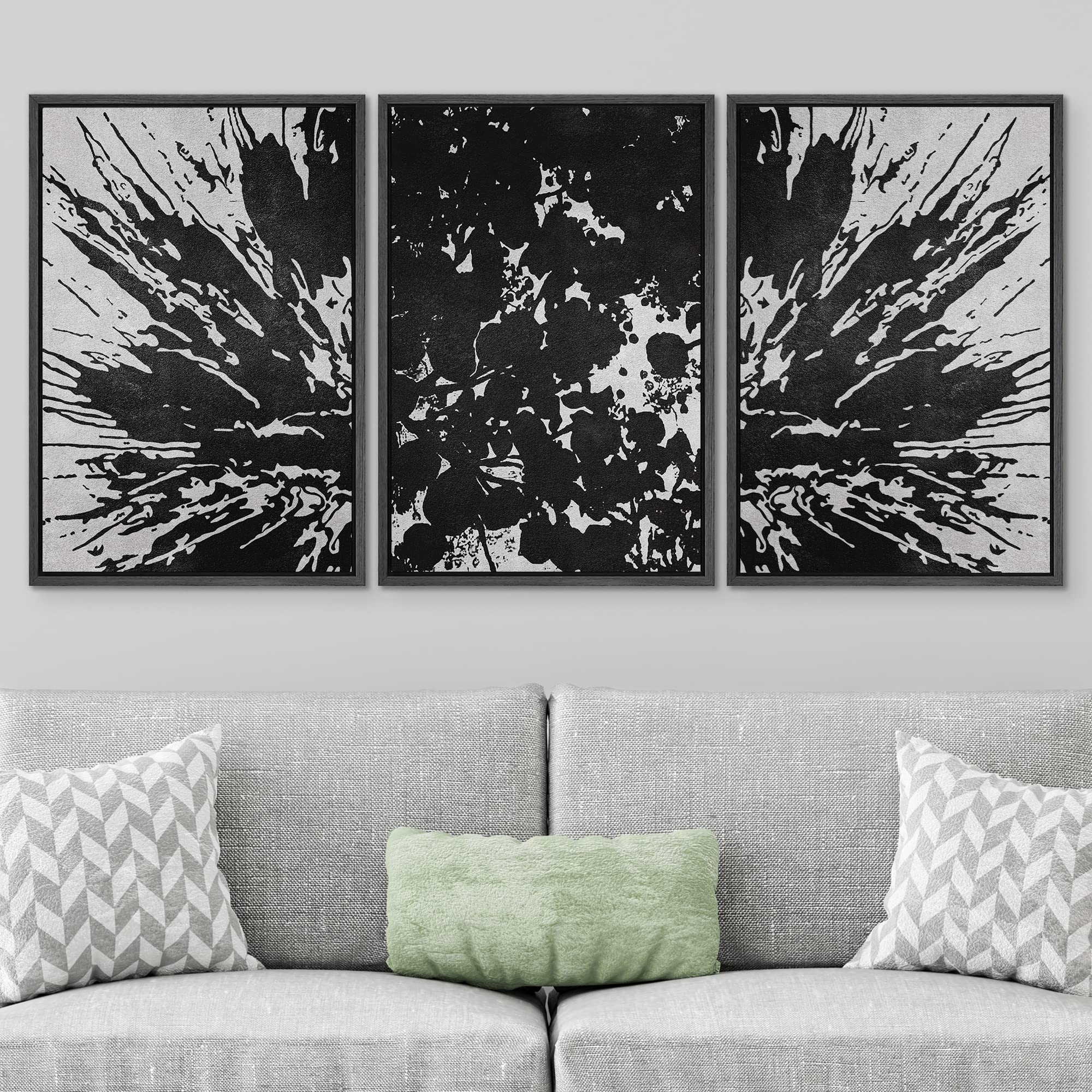 Signwin Framed Canvas Wall Art Blossom Flower Detail Abstract Plants Block Print Modern Art Contemporary Black And White For Liv