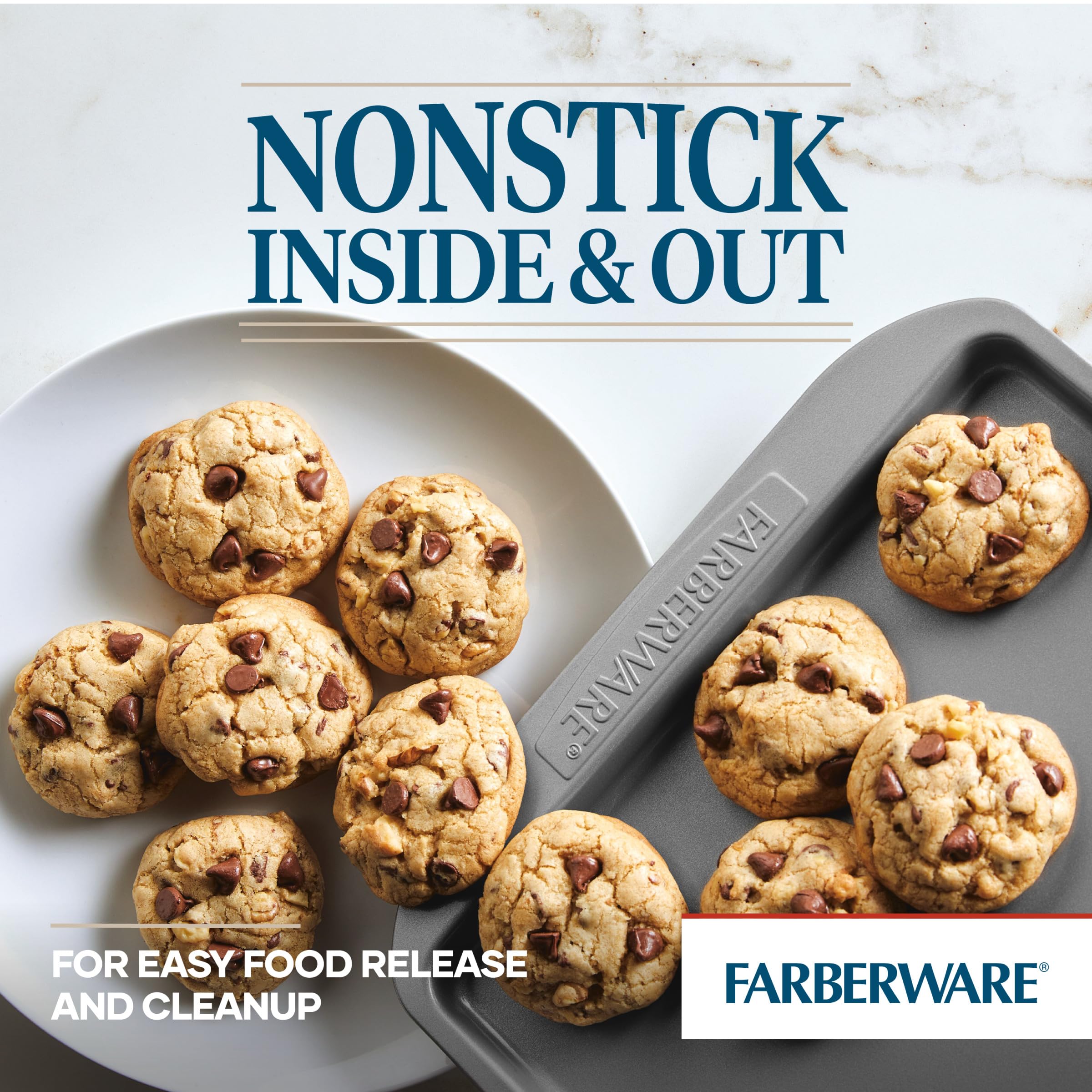 Farberware Nonstick Bakeware Set, Nonstick Cookie Sheets / Baking Sheets - 2 Piece, Gray