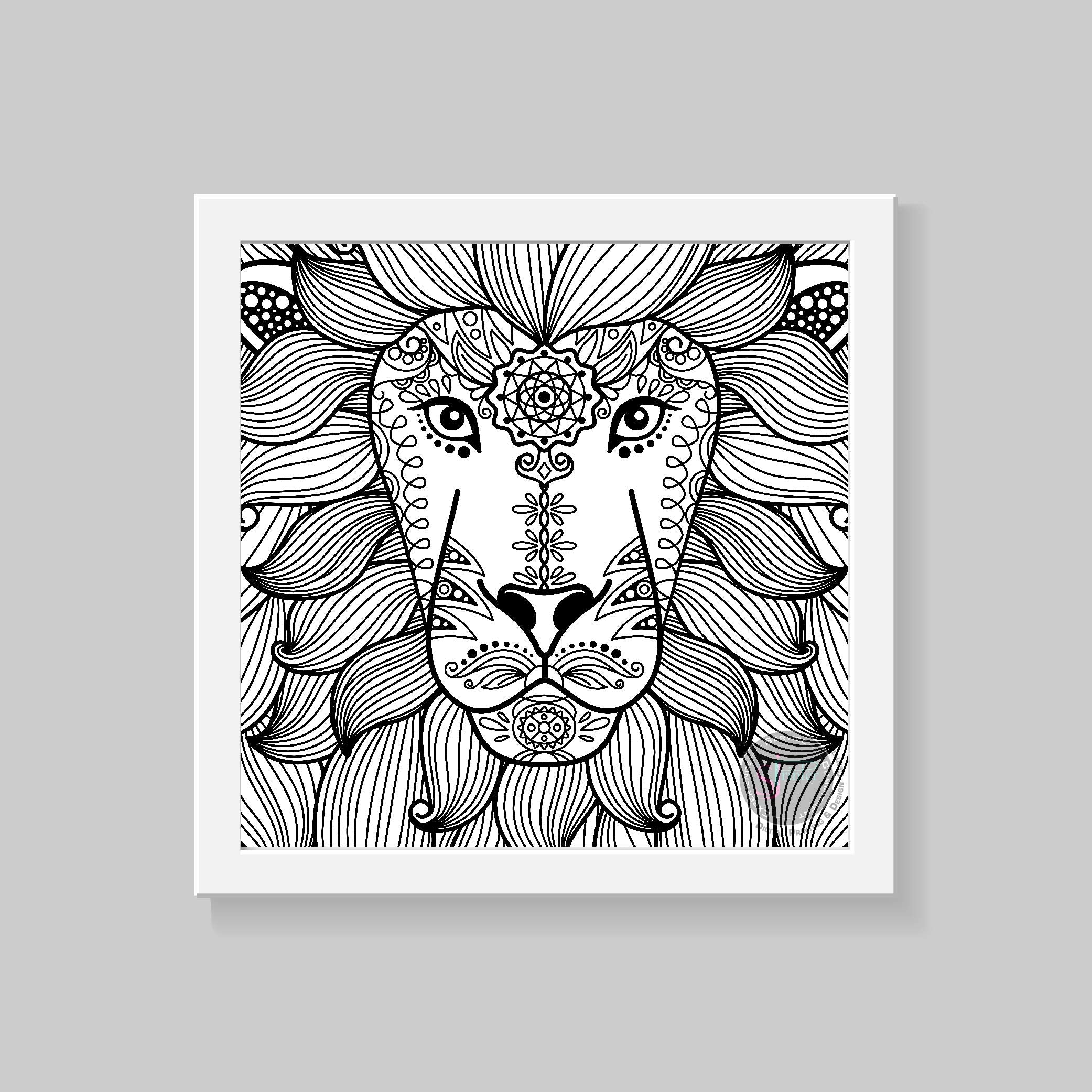 SJPRINTER Giant Coloring Poster for Kids and Adults - Great for Care Facilities  Schools  Group and Family Activities (Lion Head  30''x30'')