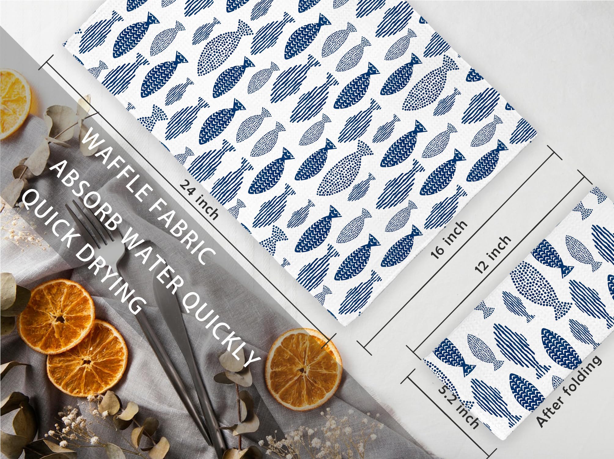 Jvpke Beach Kitchen Hand Towels - Fish Kitchen Towels,Beach Theme Kitchen Decor,Beach Hand Dish Tea Towels 16  24 Inch,Beach The
