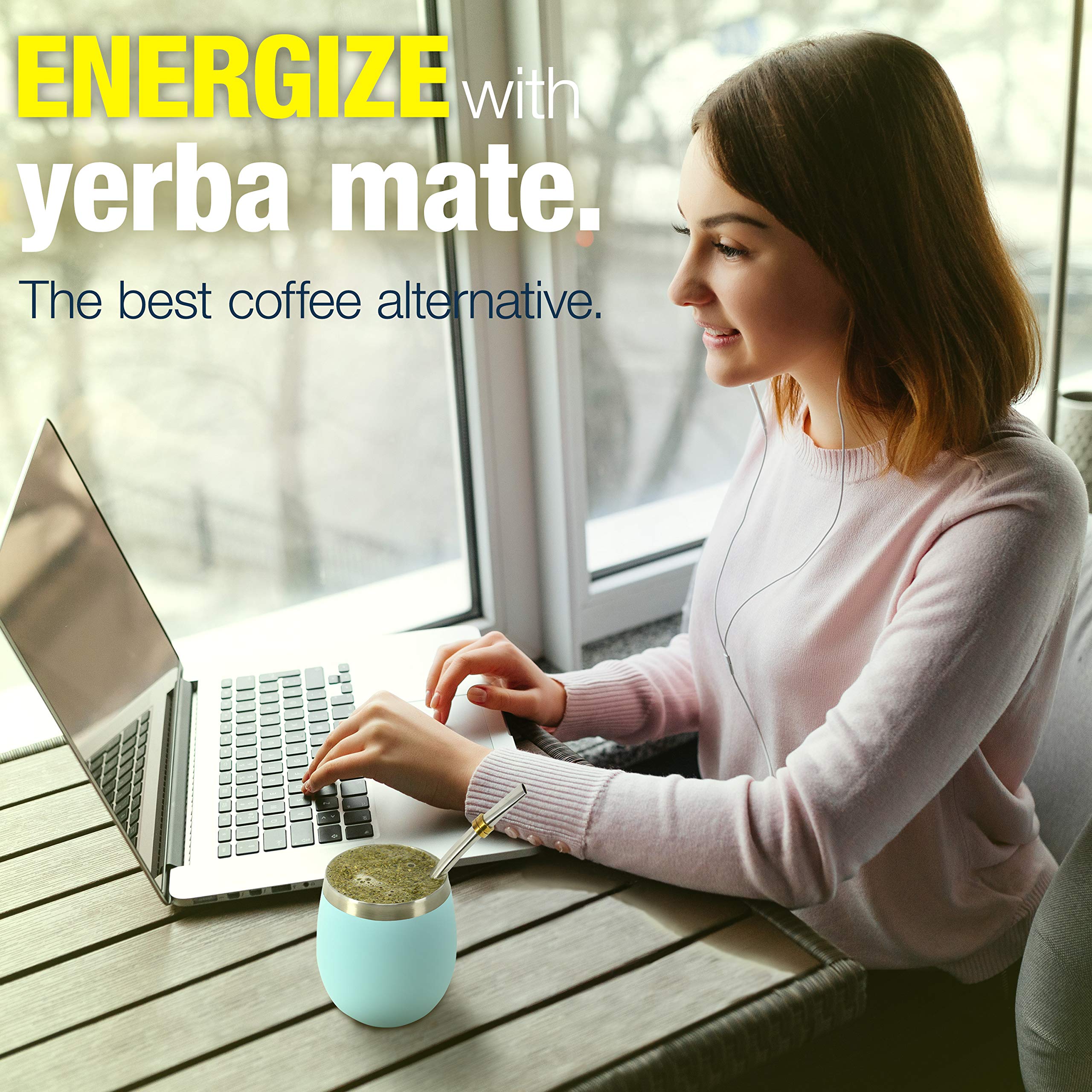 Novomates Yerba Mate Kit Including Double Wall Stainless Steel Mate Tea Cup And Mate Straw - Yerba Mate Cup And Bombilla Mate -