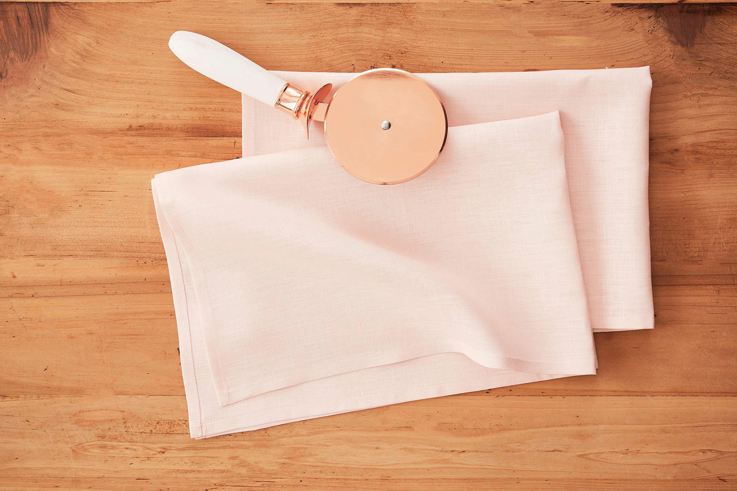 Solino Home Linen Kitchen Towels Set Of 2 - Pink 17 X 26 Inch - 100% Pure Linen Kitchen/Tea Towels - Machine Washable And Handcr