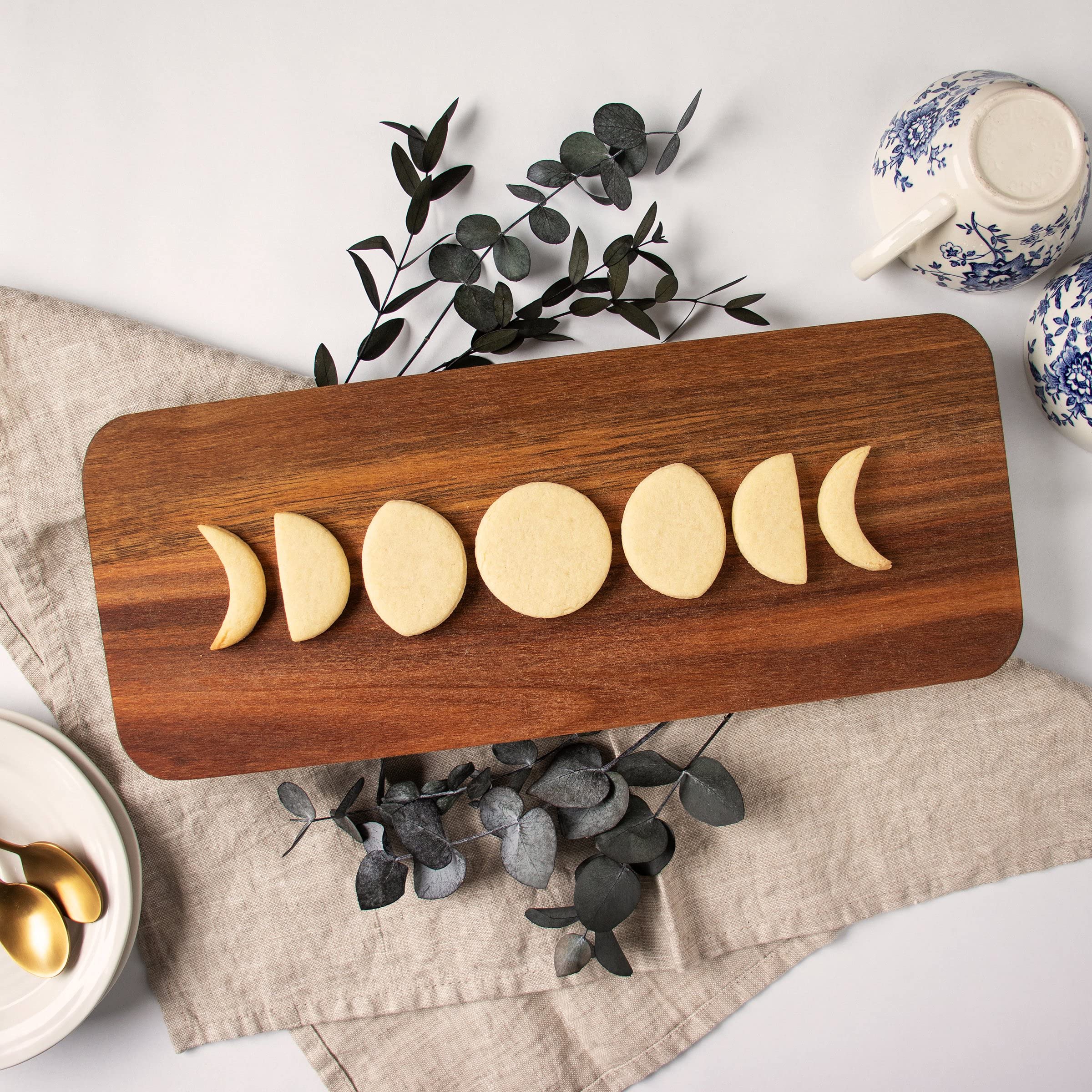Set Of 4 Moon Cycle Cookie Cutters (Designs: Crescent Moon, Quarter Moon, Gibbous Moon, & Full Moon), 4 Pieces - Bakerlogy