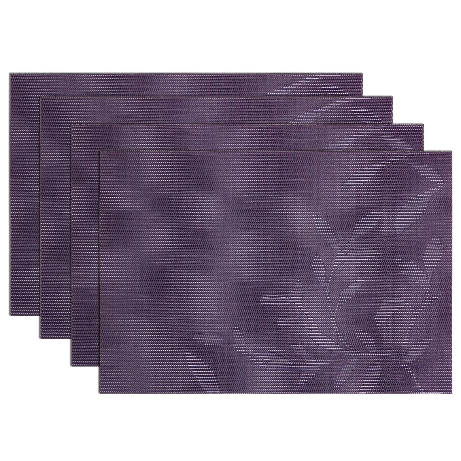 Shacos Woven Vinyl Placemats Set Of 4 Purple Leaf Pattern Place Mats Wipe Clean Durable Pvc Heat Resistant Table Mats (4, Leaf P