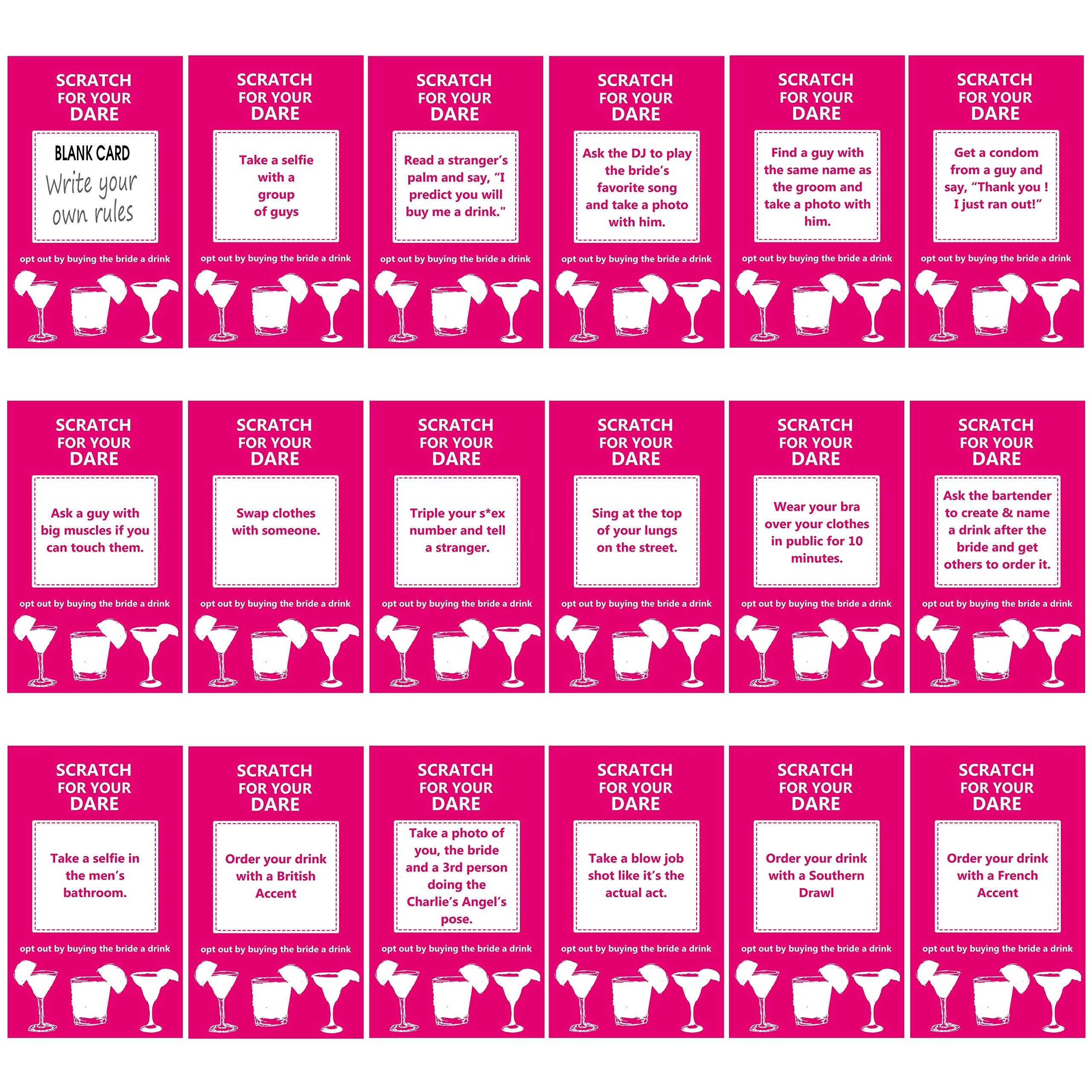 40 Bachelorette Party Drinking Game Dare Card - Bachelorette Scratch Off Cards - Perfect For Girls Night Out Activity,Bridal Sho