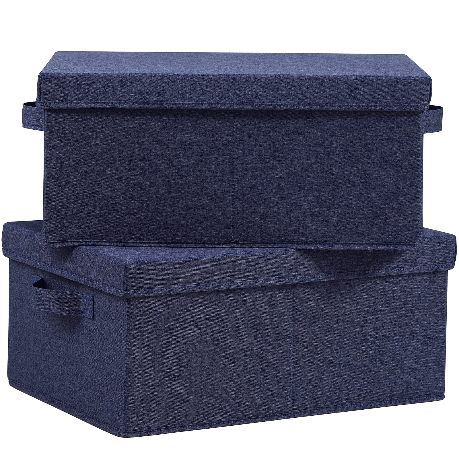 Hoonex Foldable Storage Bins With Lids, Pack Of 2, Storage Boxes With 2 Carrying Handles And Study Heavy Cardboard, 16.5'' L X 1