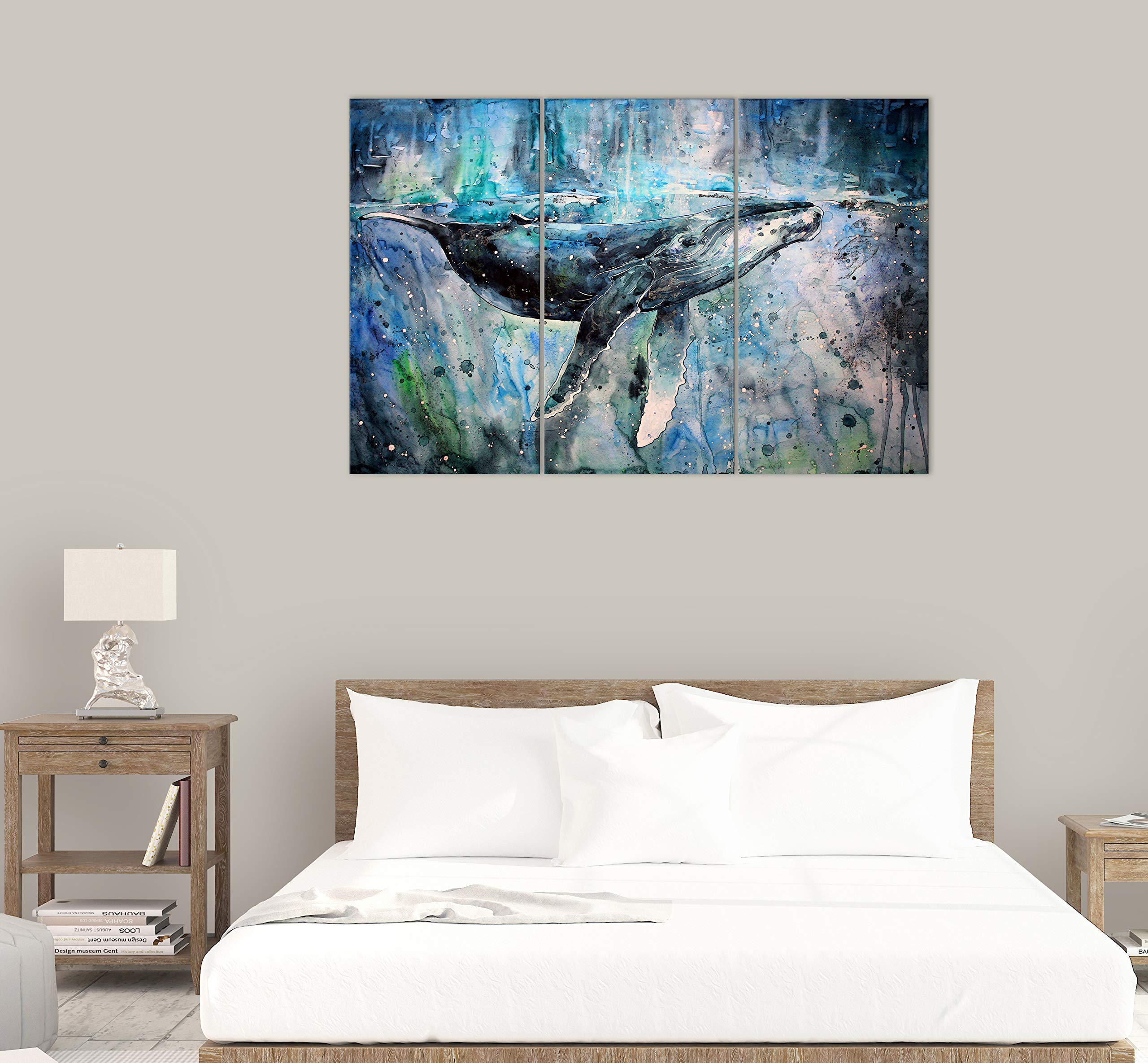 Blue Whale Wall Art Decor Modern Artwork Canvas Painting Prints Pictures Home Decor For Living Room Dining Room Bedroom