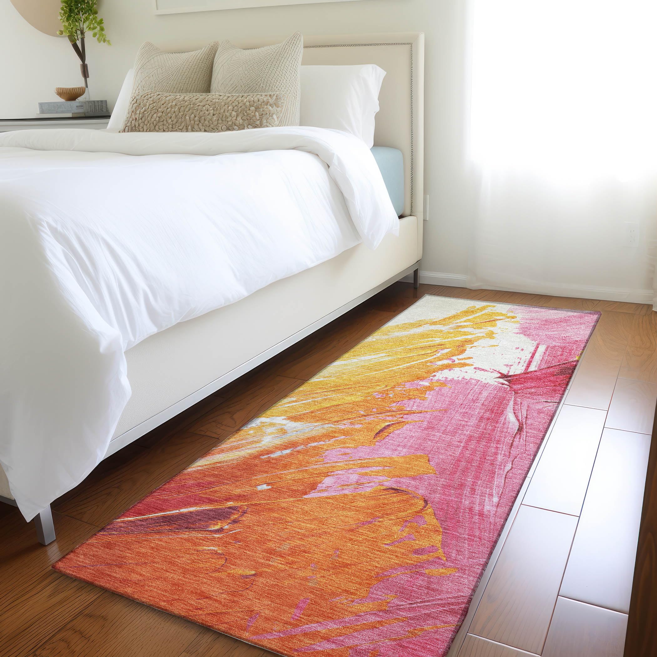 Machine Washable Indoor/Outdoor Chantille Blush 23 x 76 Runner Rug