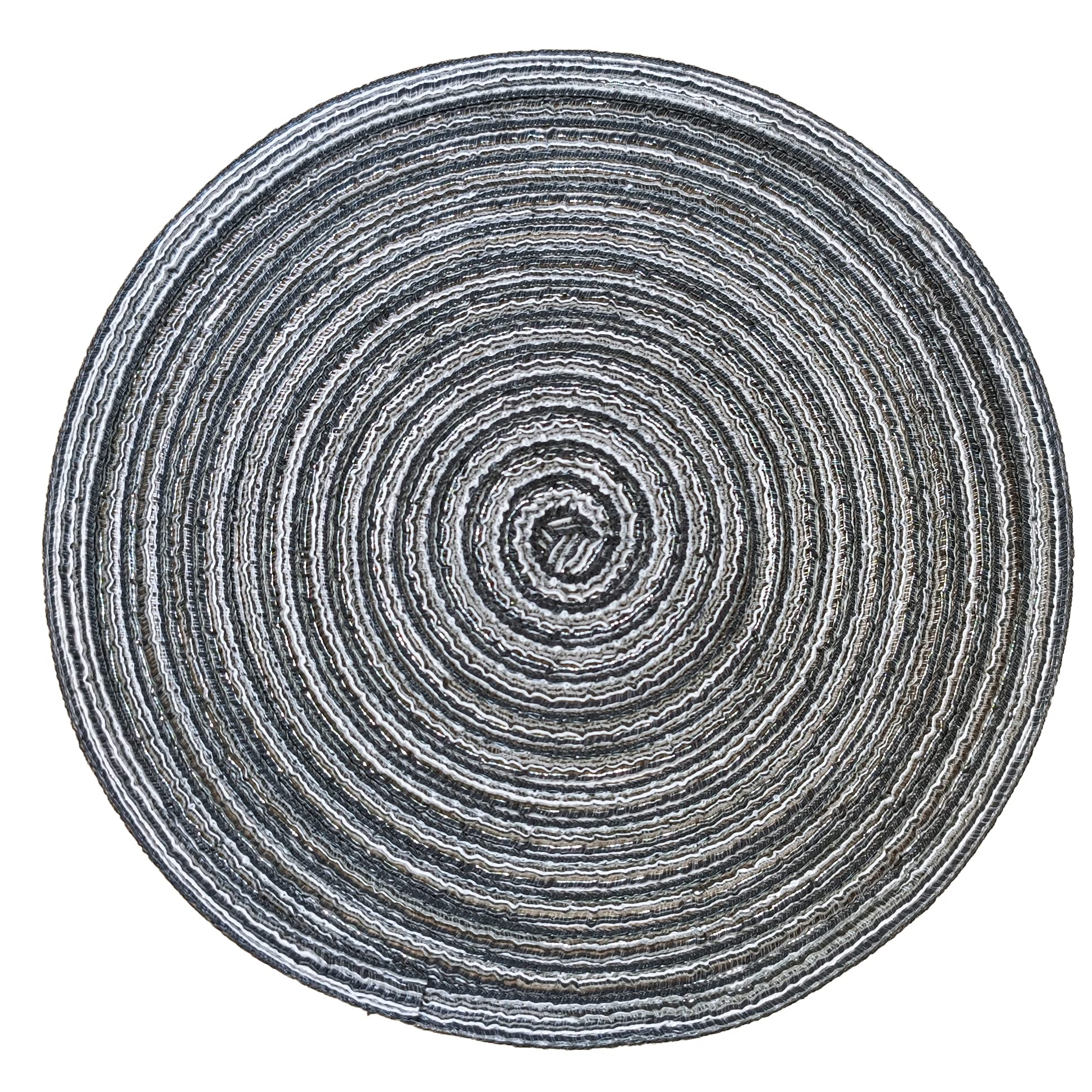 Adido Eva Round Placemats Set Of 4 Heat Resistant Braided Place Mats 11.8 Inch For Kitchen Table Black Grey