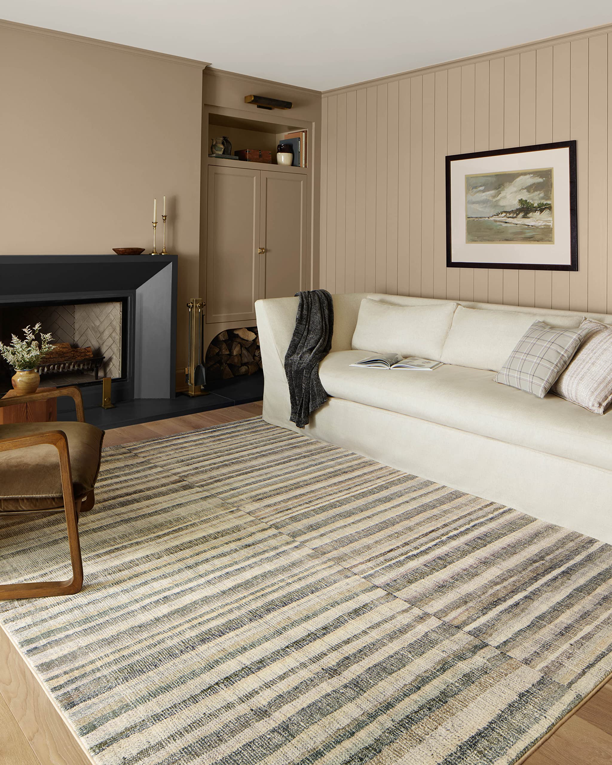 Loloi Chris Loves Julia x Humphrey Collection, Natural & Moss 2-3 x 7-6 Area Rug - Plaid Accent Rugs for Living Room, Bedroom,