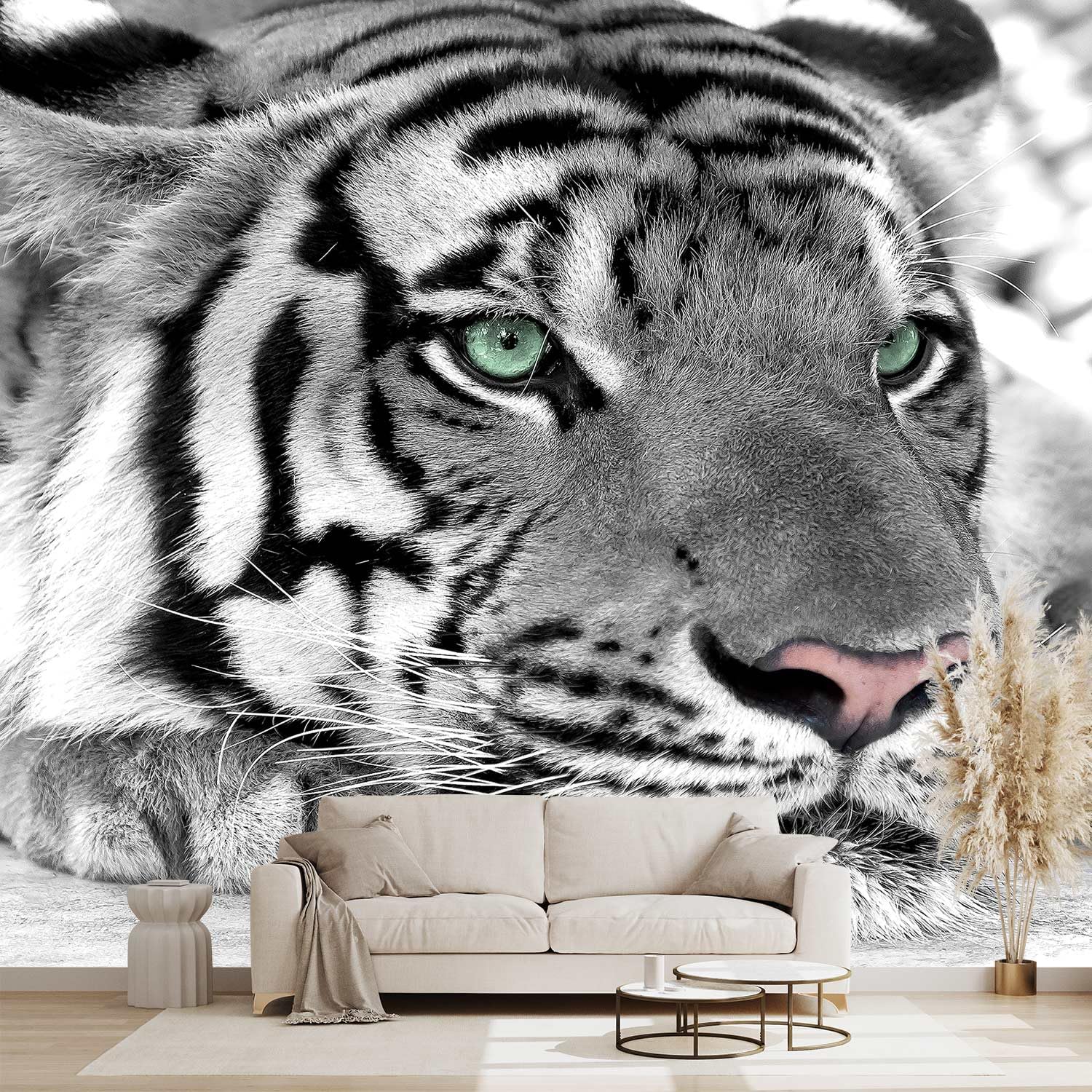 WXHFM - Tiger Wallpaper Safari Animals Large wall Mural for Bedroom - 160x108(Not Peel and Stick)