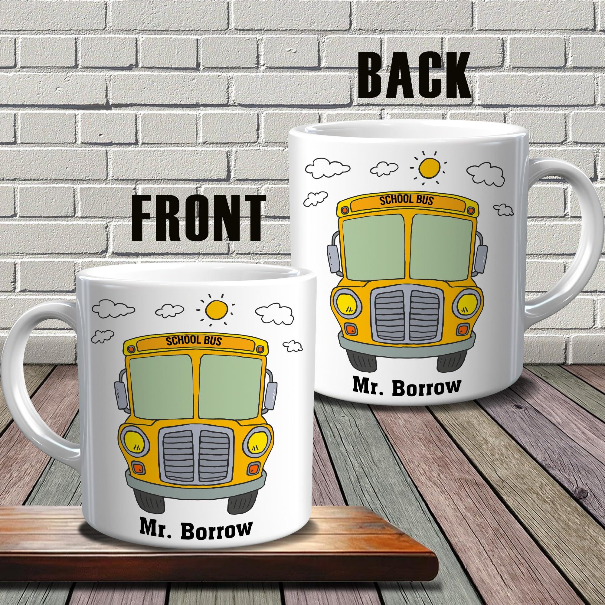 Bus Driver Appreciation Gifts Personalized Ceramic Coffee Travel Mug 11 15 Oz Custom Name Cup Back To School Gift for Men Women