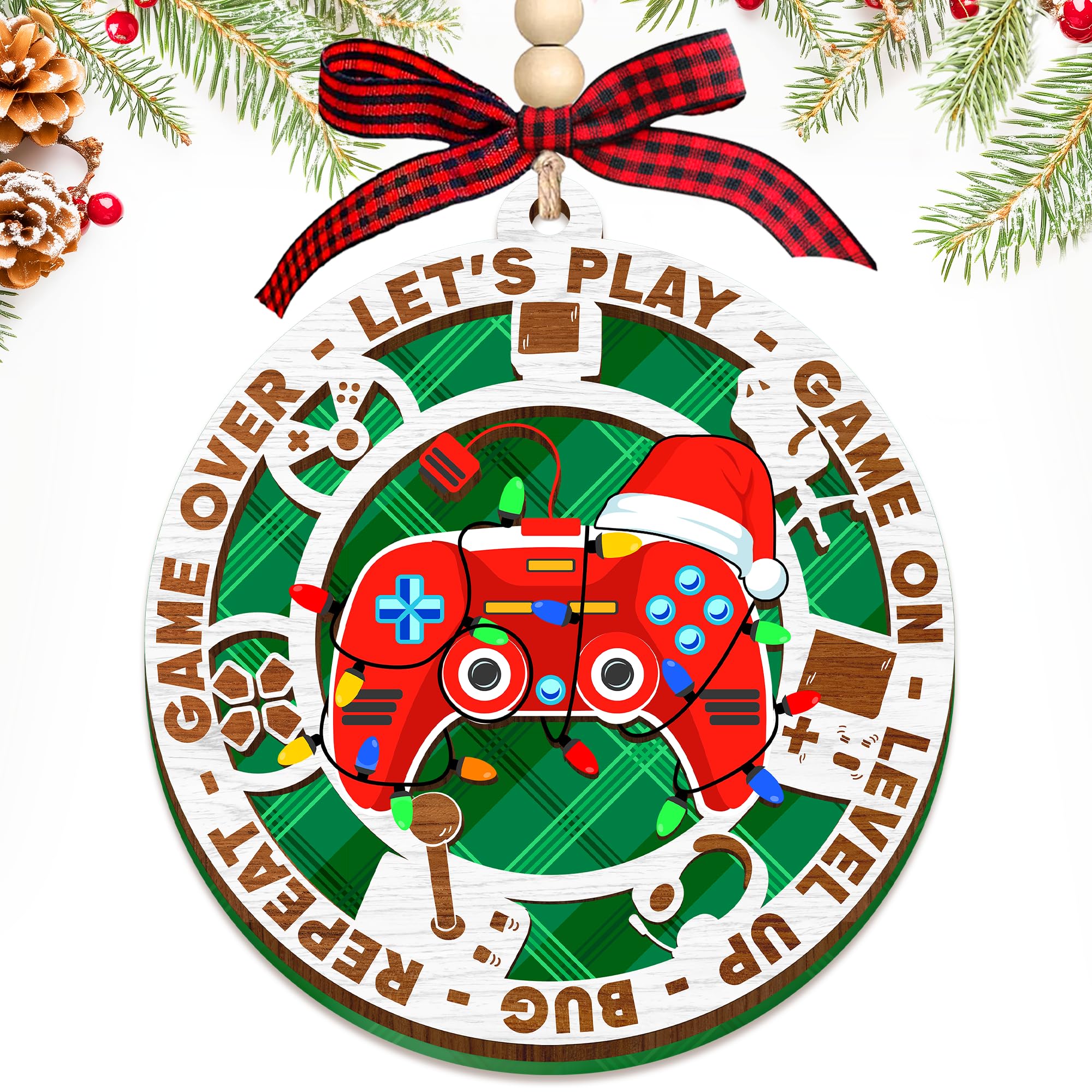 HEXMOZ Gaming Christmas Ornaments - Gamer Ornaments for Christmas Tree - Video Gamer Gifts for Teen Boys, Gamers, Sons, Brothers