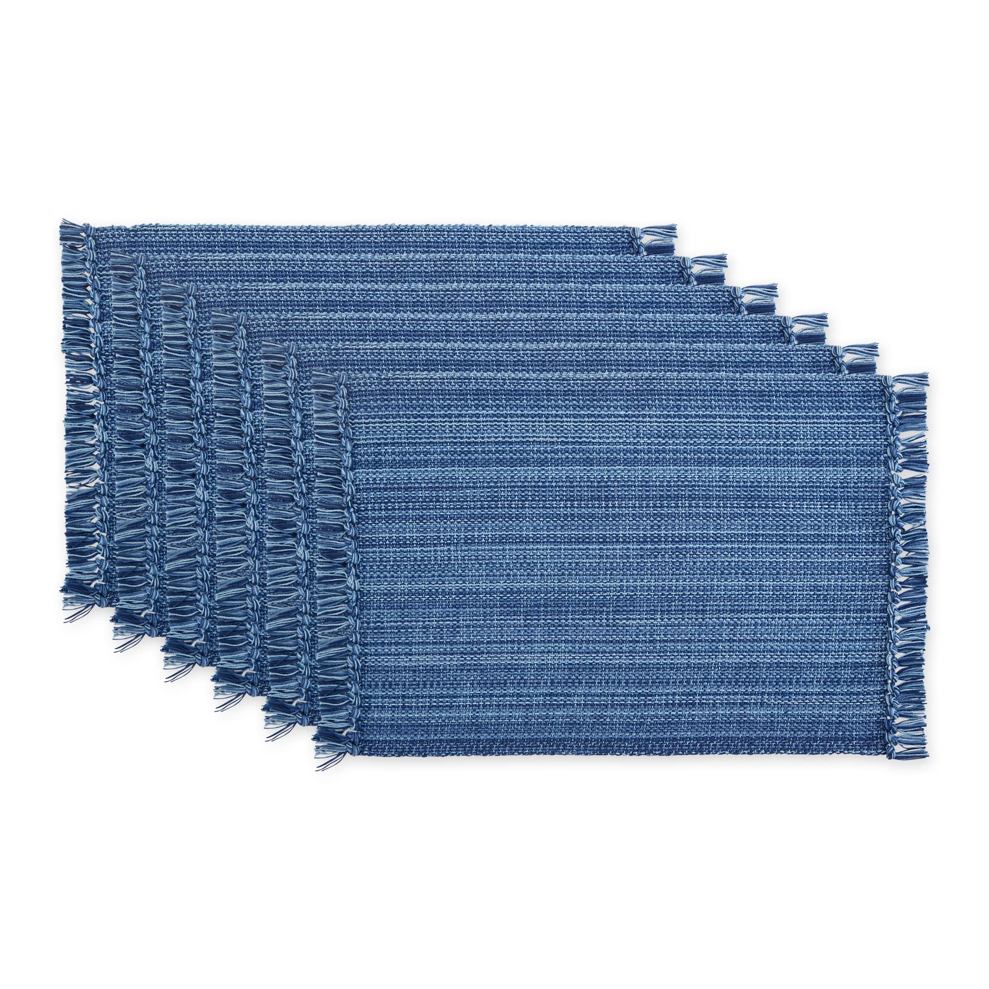 Nautical Blue Variegated Fringe Placemat Set/6