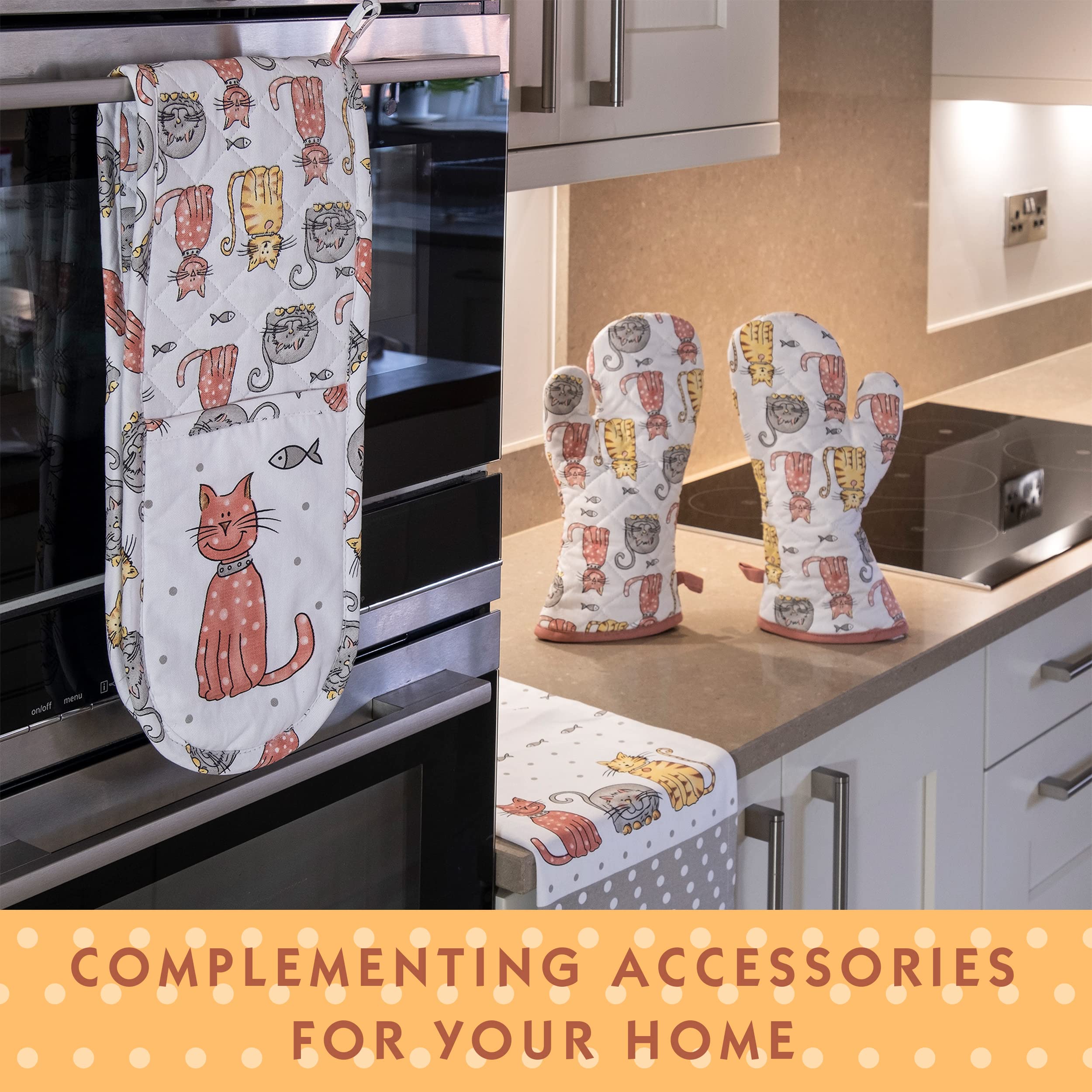 Spotted Dog Gift Company Cat Kitchen Towels, Dish Towels For Drying, Tea Towels, Happy Cats Themed Decorative Kitchenware Kitche
