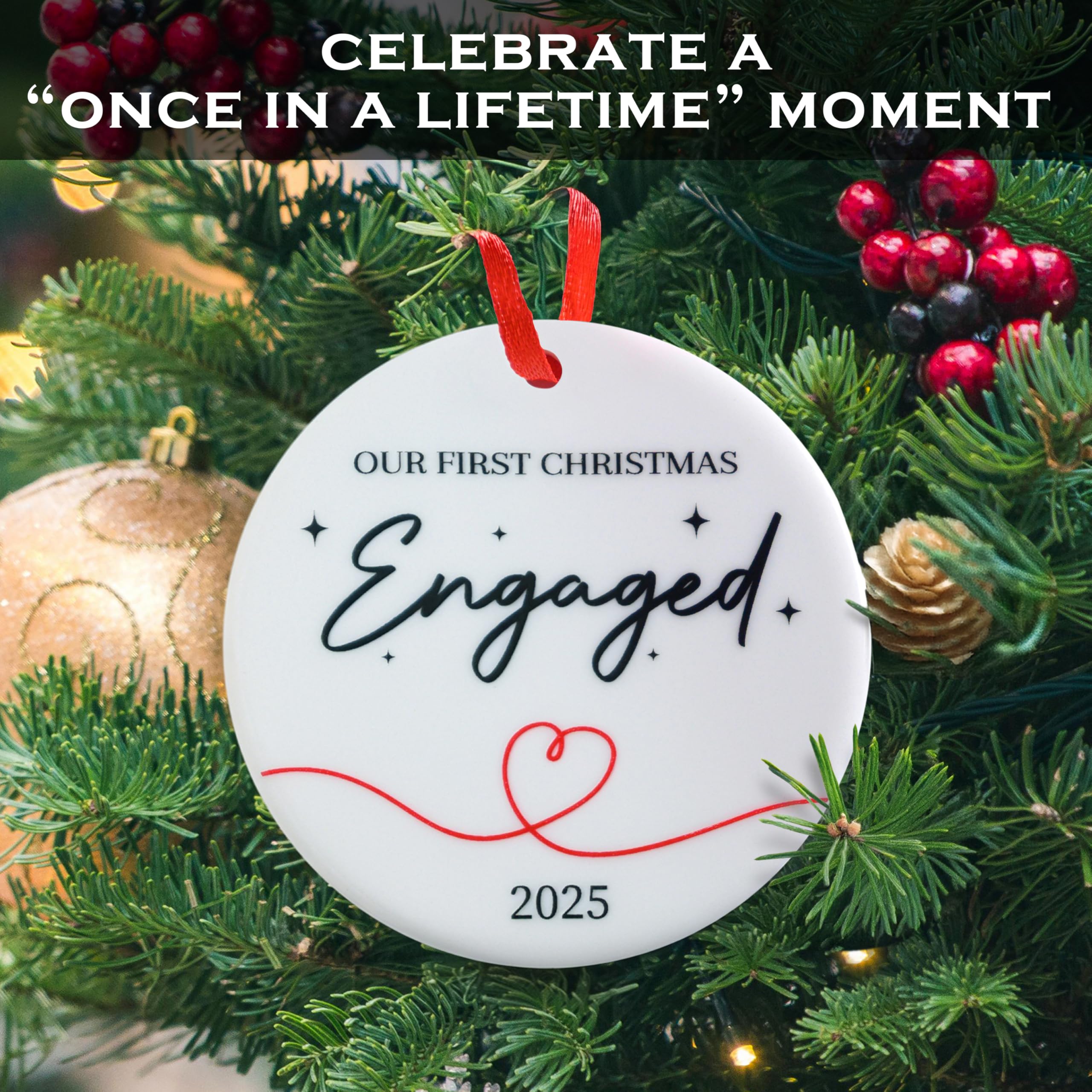 Our First Christmas Engaged Ornament 3 Inch, Engagement Christmas Ornament, Engaged Christmas Ornament 2025, She Said Yes Xmas D