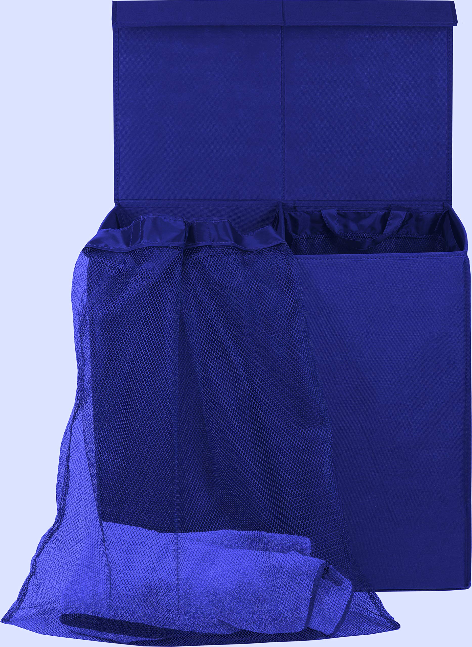 Simple Houseware Double Laundry Hamper With Lid And Removable Bags, Dark Blue