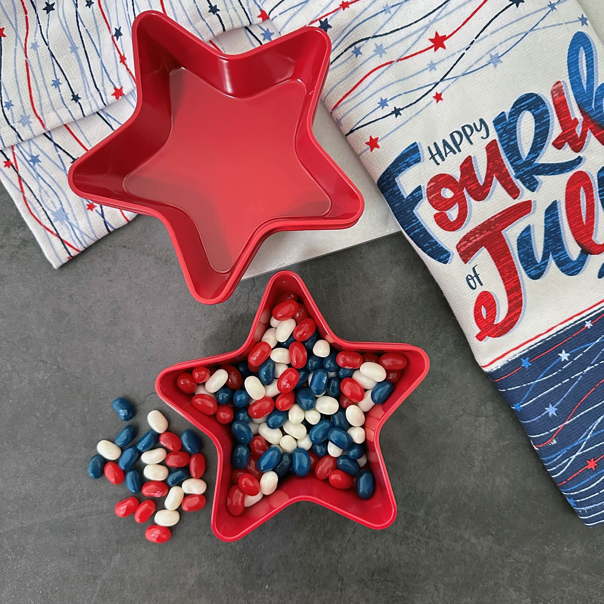 Supreme Housewares 4-Piece Patriotic Star Shaped Bowl Melamine Small Serving Bowl For Dessert, Snack, Ice Cream, Nuts Or Fruit,