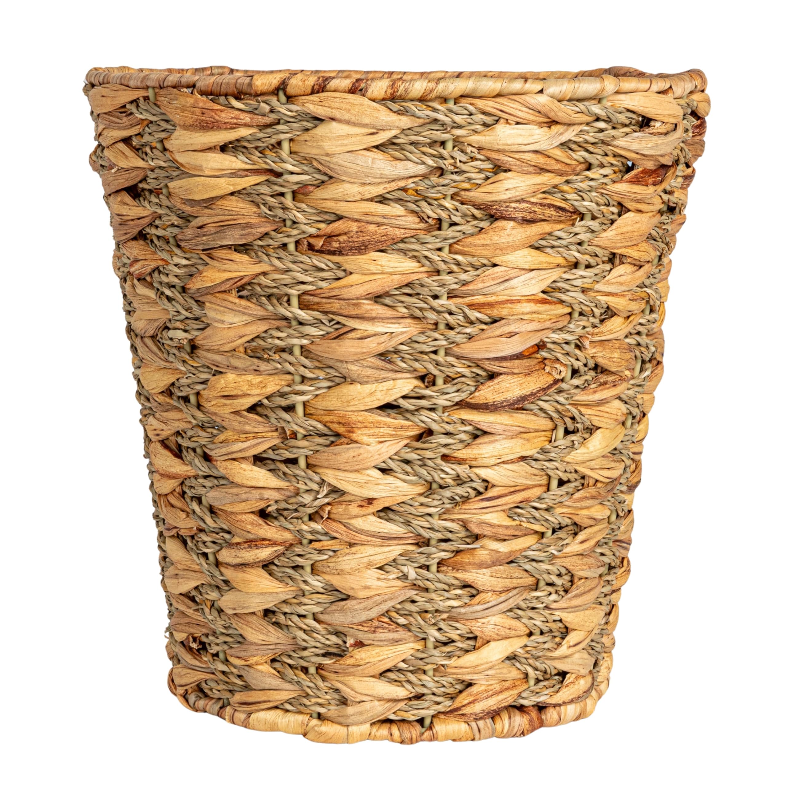 Household Essentials Water Hyacinth And Seagrass Round Waste Basket, Natural