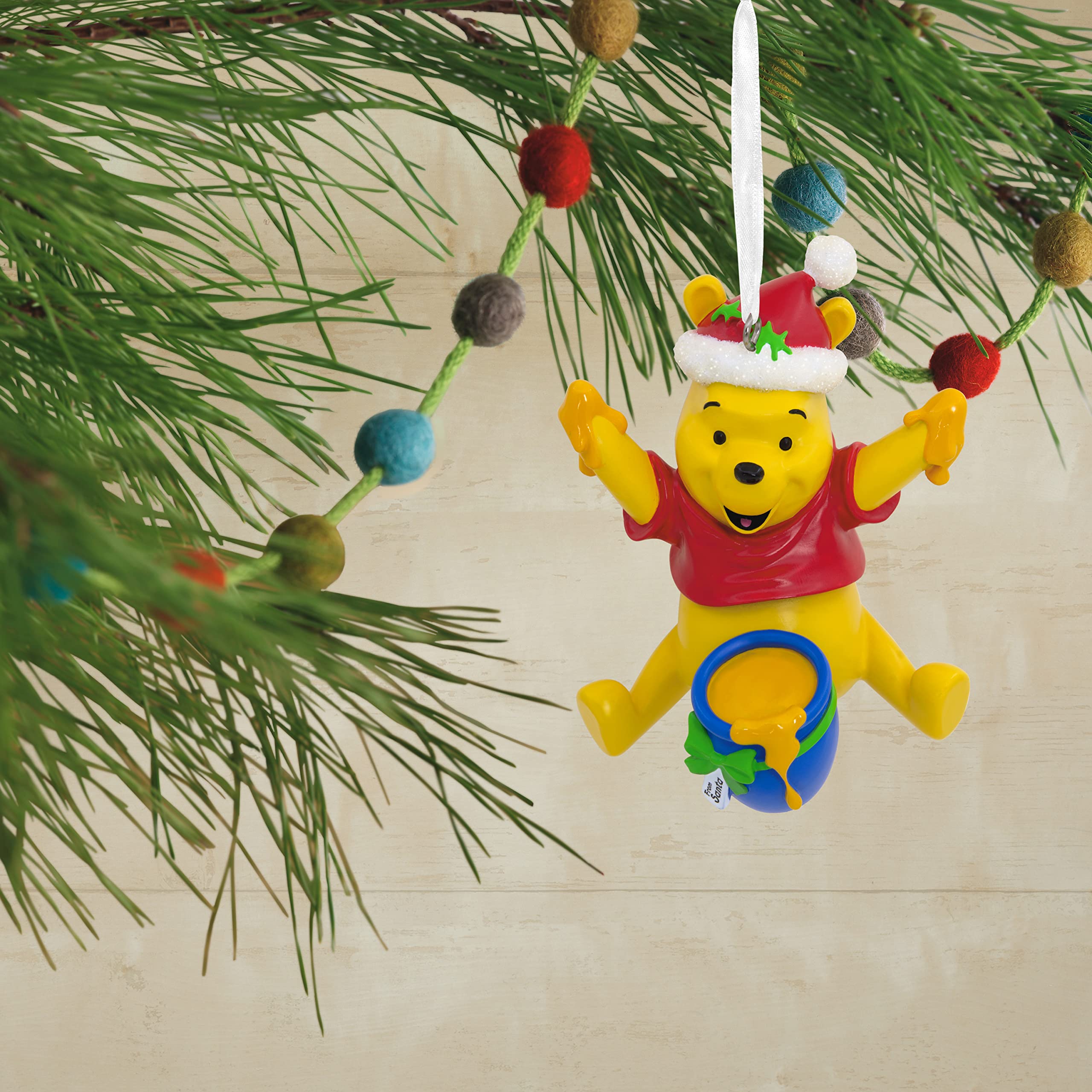 Hallmark Disney Santa Winnie The Pooh with Honey Pot Christmas Ornament