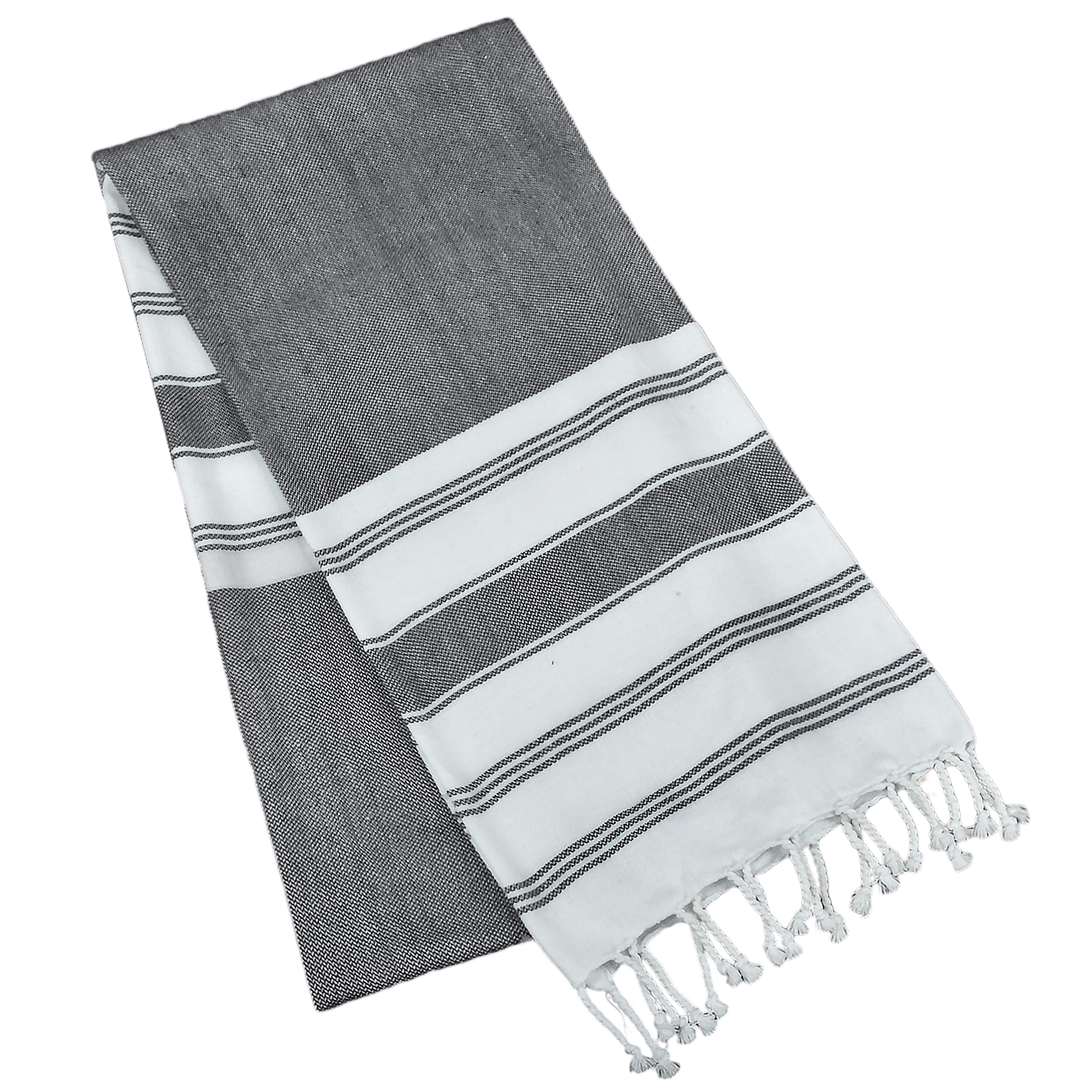 GLAMBURG Peshtemal Turkish Towel 100% Cotton Beach Towels Oversized 36x71 Set of 6  Cotton Beach Towels for Adults  Soft Durable Absorbent Extra Large Bath Sheet Hammam Towel - Black