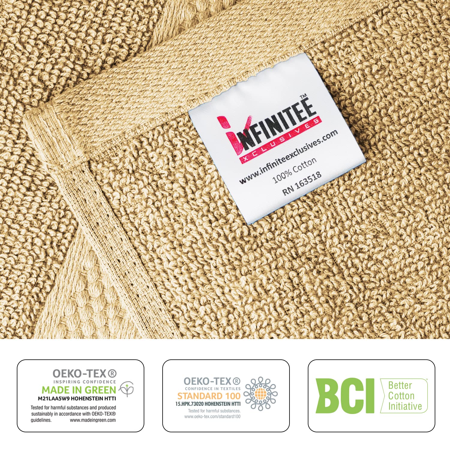 Infinitee Xclusives Premium Sand Hand Towels - Pack Of 6, 16X28 Inches Bathroom Hand Towel Set, Hotel & Spa Quality Hand Towels