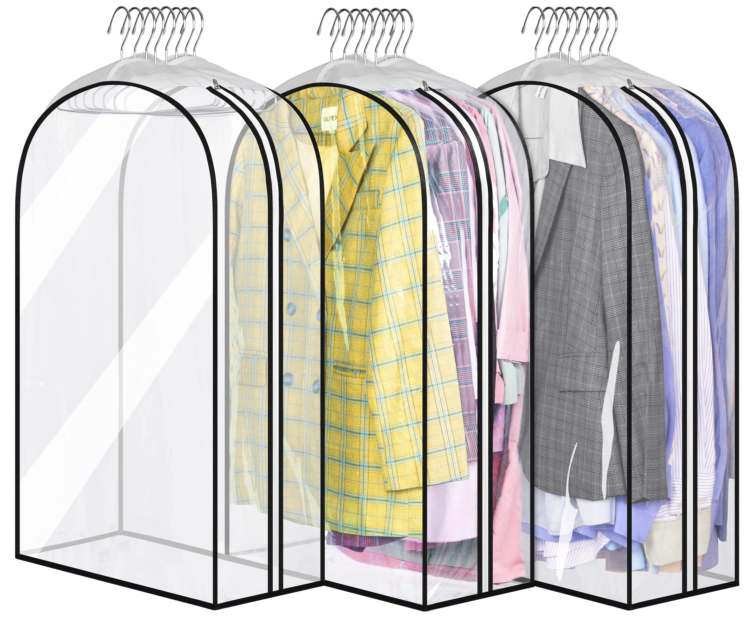 Misslo 32'' All Clear Garment Bags For Hanging Clothes 10'' Gusseted Suit Bags For Closet Storage Suit Cover Bags Hanging Clothe